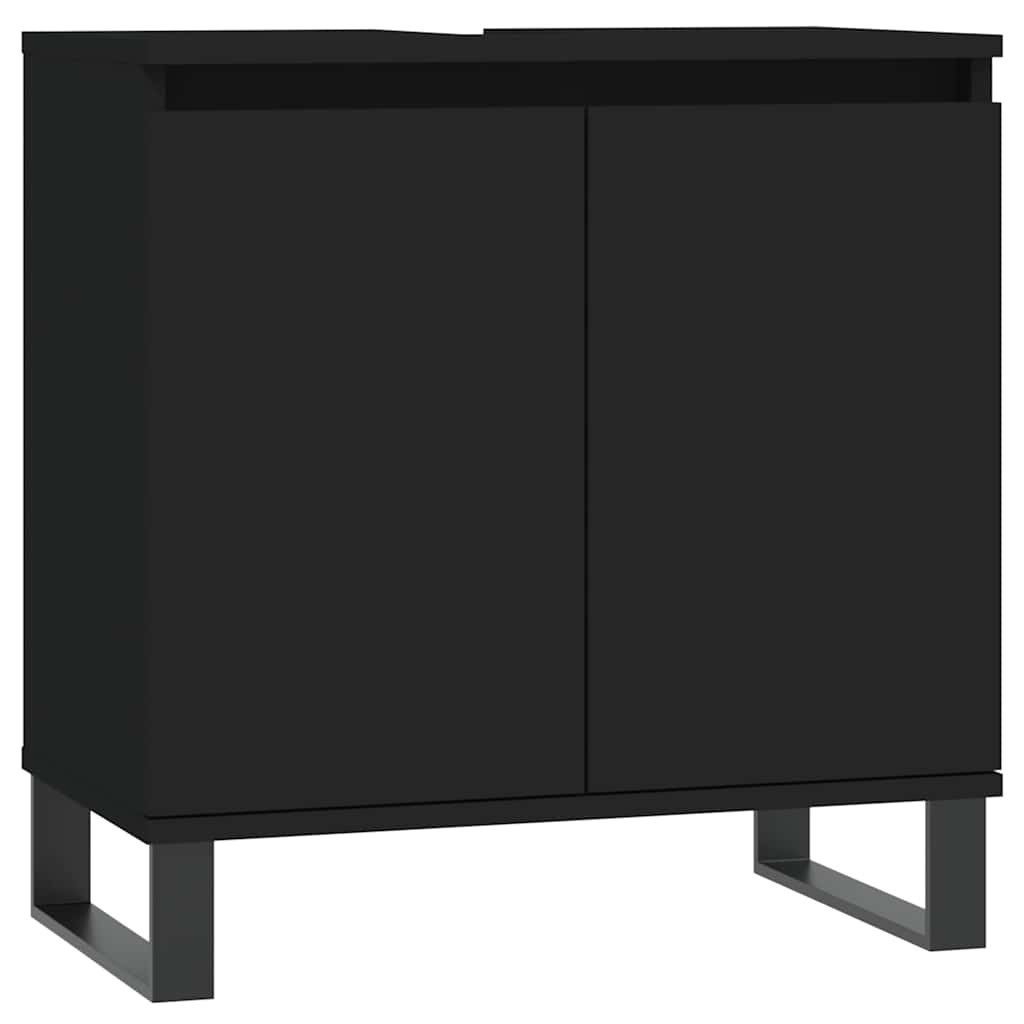 furnicato Badezimmer-Set Badschrank Schwarz 58x33x60 cm Holzwerkstoff, (1-S günstig online kaufen