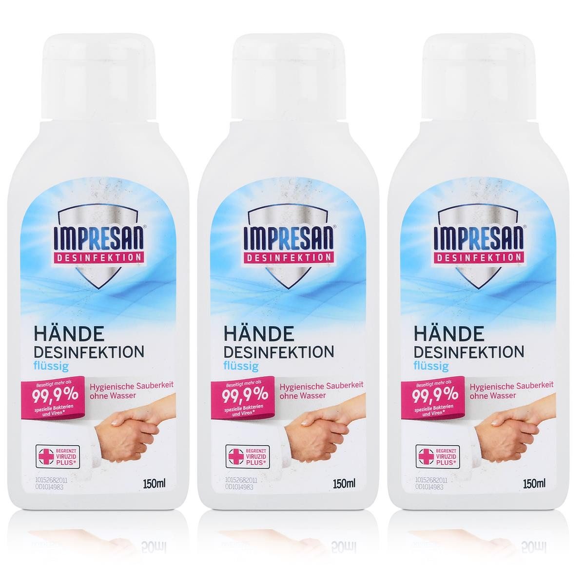 IMPRESAN Handseife Impresan Hände Desinfektion flüssig 150ml - Ideal für unterwegs (3er P