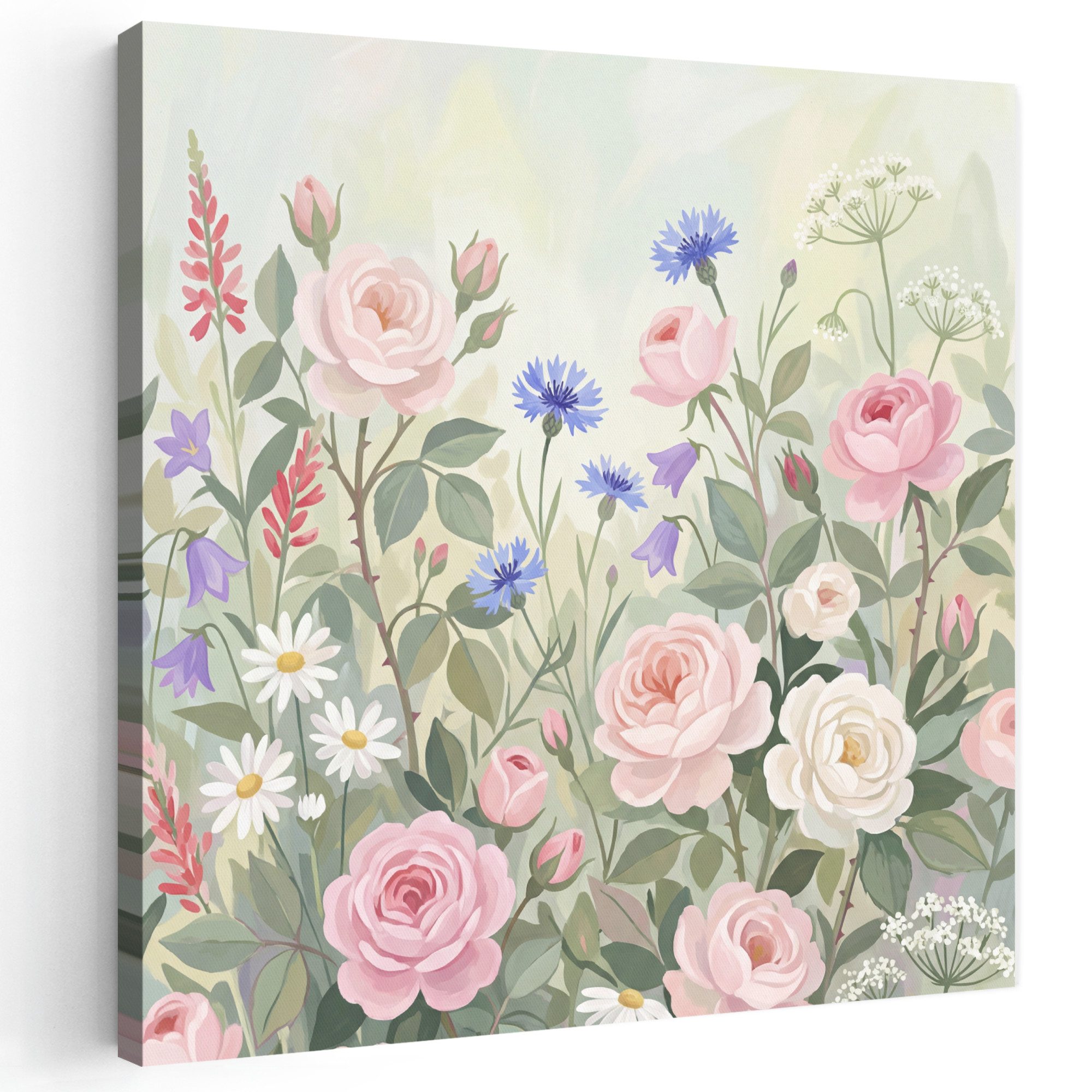OneMillionCanvasses® Leinwandbild Blumen - Garten - Natur - Farbenfroh, Fotodruck (1 St), Wandbild, Deko Schlafzimmer Wohnzimmer Flur 20x20 cm