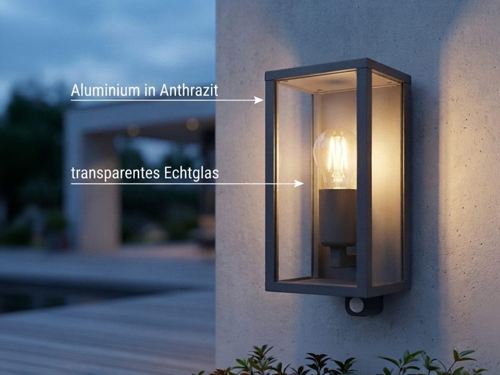 TRIO Leuchten LED Außen-Wandleuchte mit Bewegungsmelder, Höhe 29cm, Bewegungssensor, LED wechselbar, warmweiß, Haus-Wand Außenleuchte zur Fassadenbeleuchtung, inkl. E27 LED