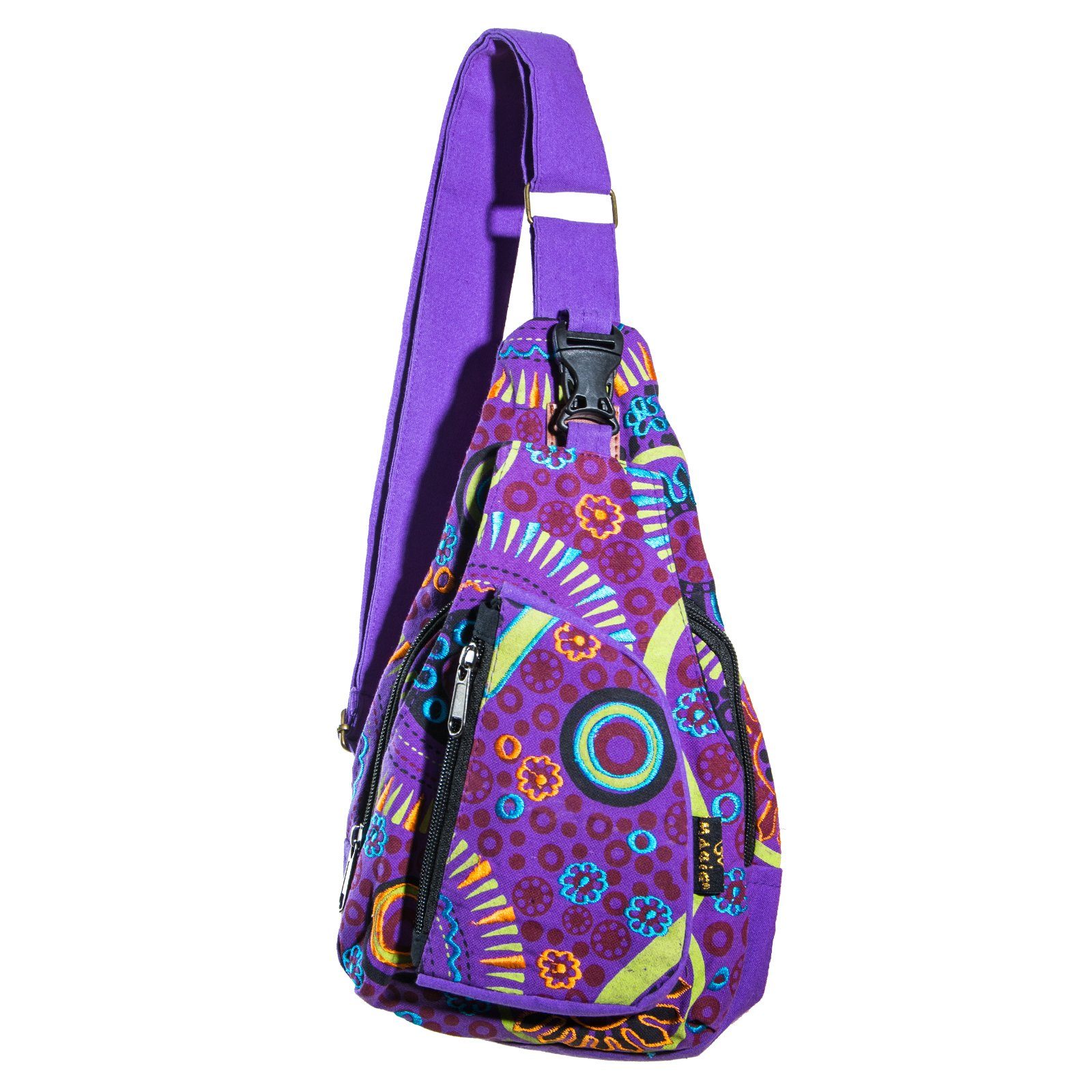 KUNST UND MAGIE Schultertasche Kunst und Magie Slingrucksack Bodybag Schultertasche Umhängetasche Lila