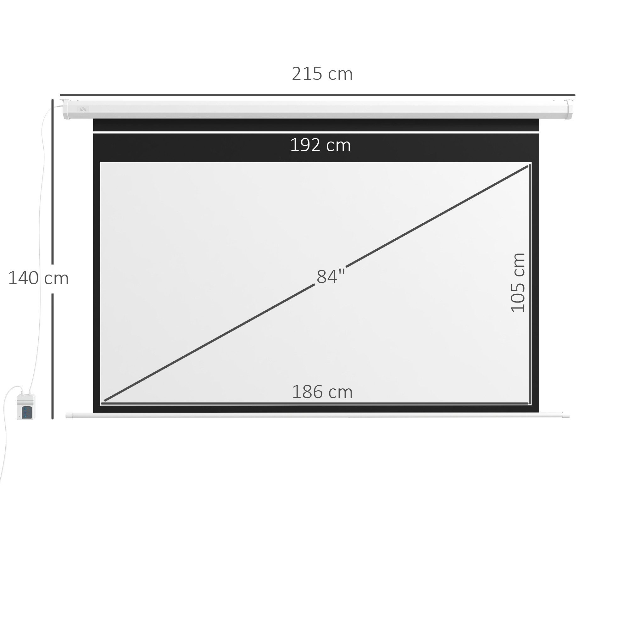 HOMCOM Leinwand Beamer Leinwand 186 x 105 cm 84 Zoll 16:9 HD 4K, für Heimkino oder Büro-Präsentationen