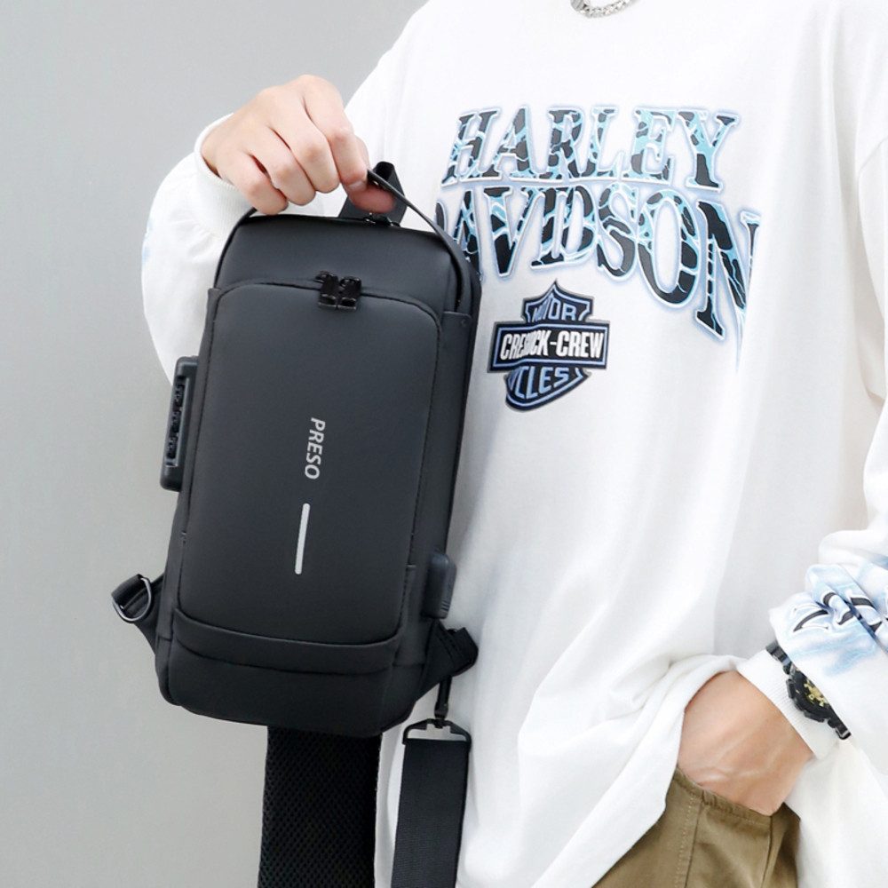 PRESO BAG Umhängetasche Crossbody Bag, Herren Brusttasche, Herren Umhängetasche, Schultertasche, Hochwertige Verarbeitung