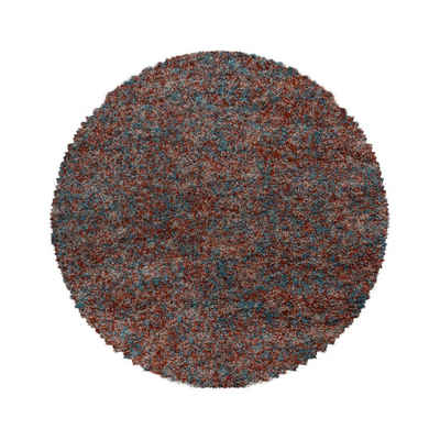 Teppich Hochflor Teppich Enrico Terrakotta, Teppich Boss, rund, Höhe: 30 mm