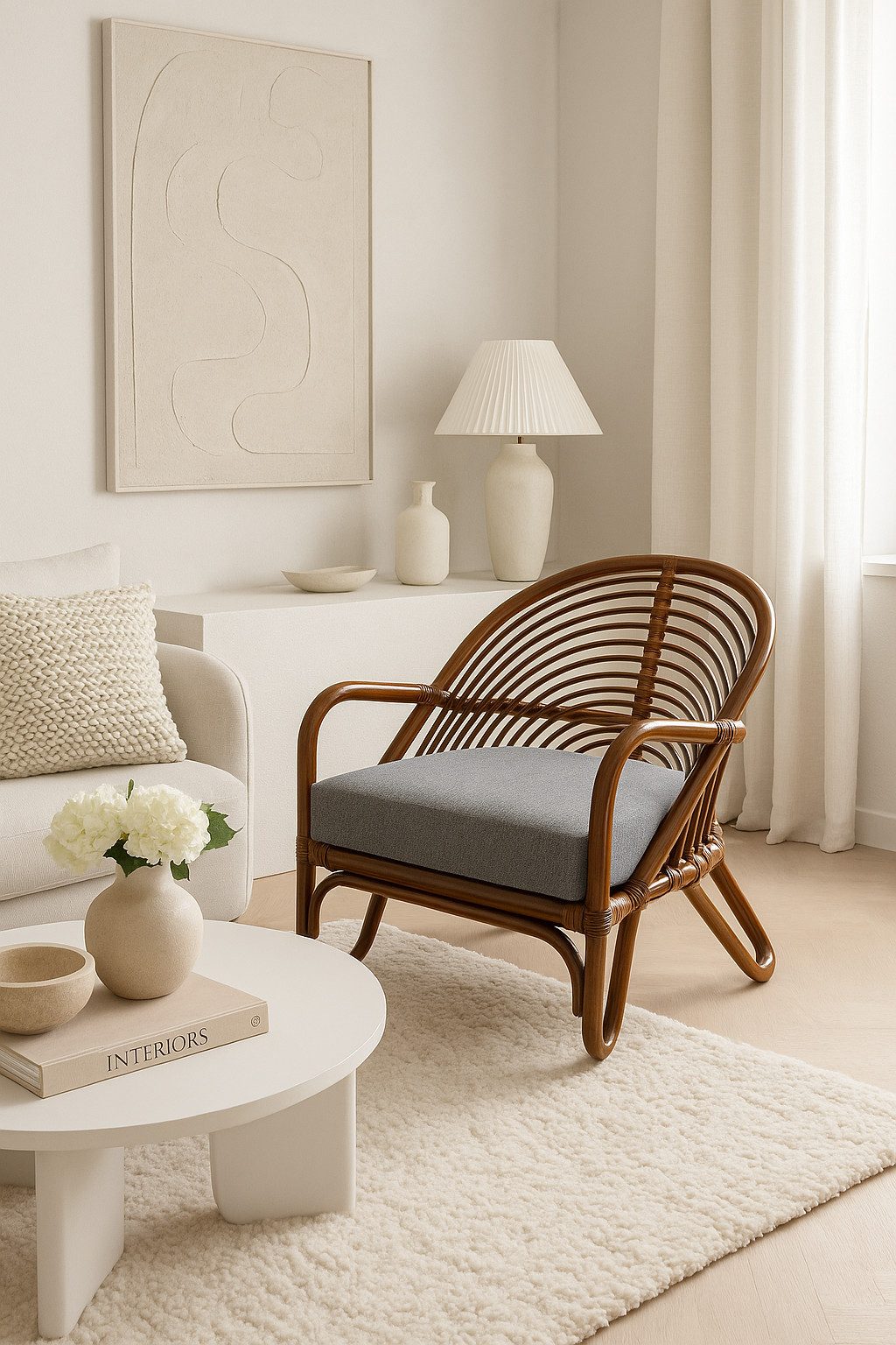 moebel-direkt-online Loungesessel Rattansessel mit Sitzkissen