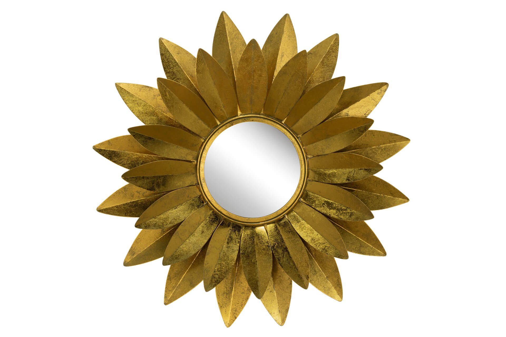 KUNSTLOFT Wandspiegel Sonnenblumenring 90x90x7 cm, handgefertigter Deko-Spiegel aus Metall