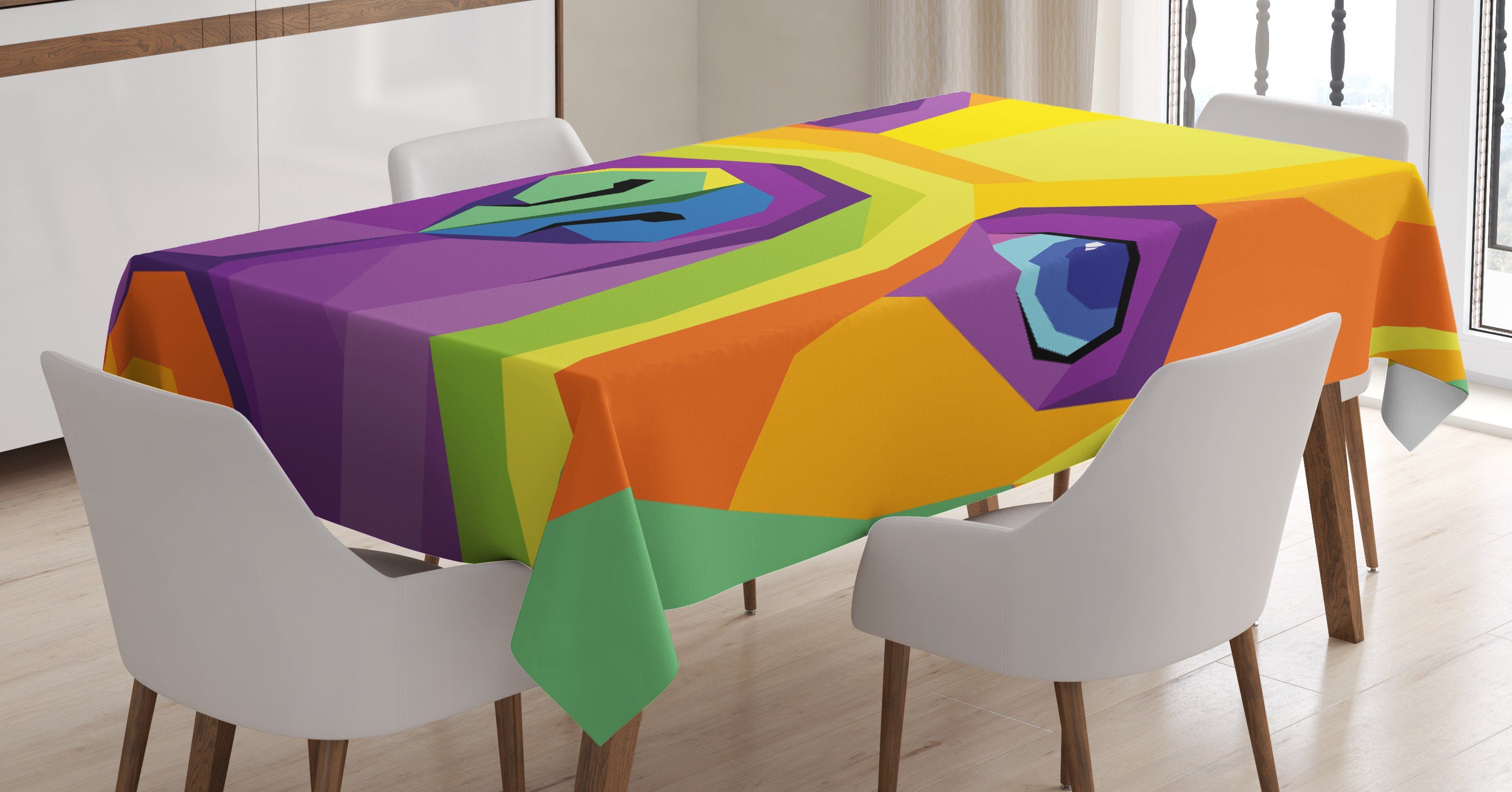 Abakuhaus Tischdecke Farbfest Waschbar Für den Außen Bereich geeignet Klare Farben, Bulldogge Zusammenfassung Vibrant Gesicht