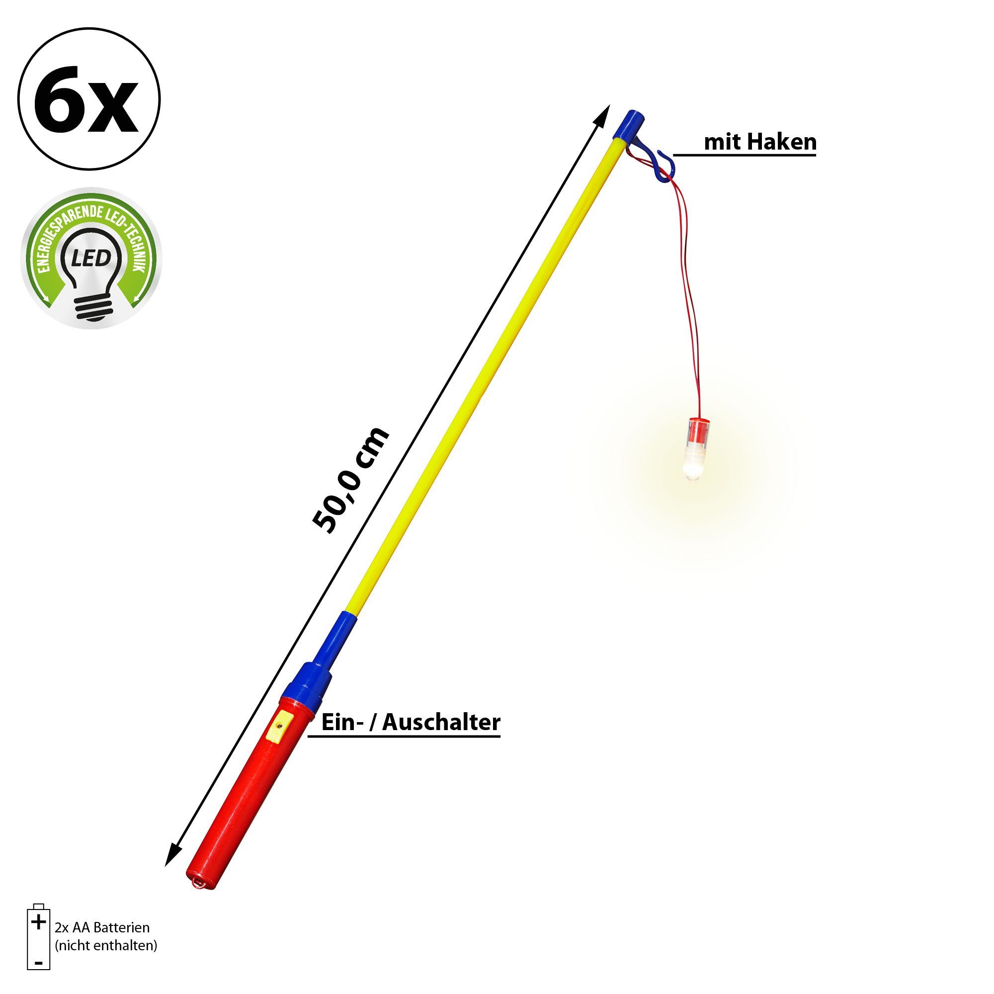 CEPEWA Umzugslaterne LED Laternenstab 6er Set 50cm batteriebetrieben