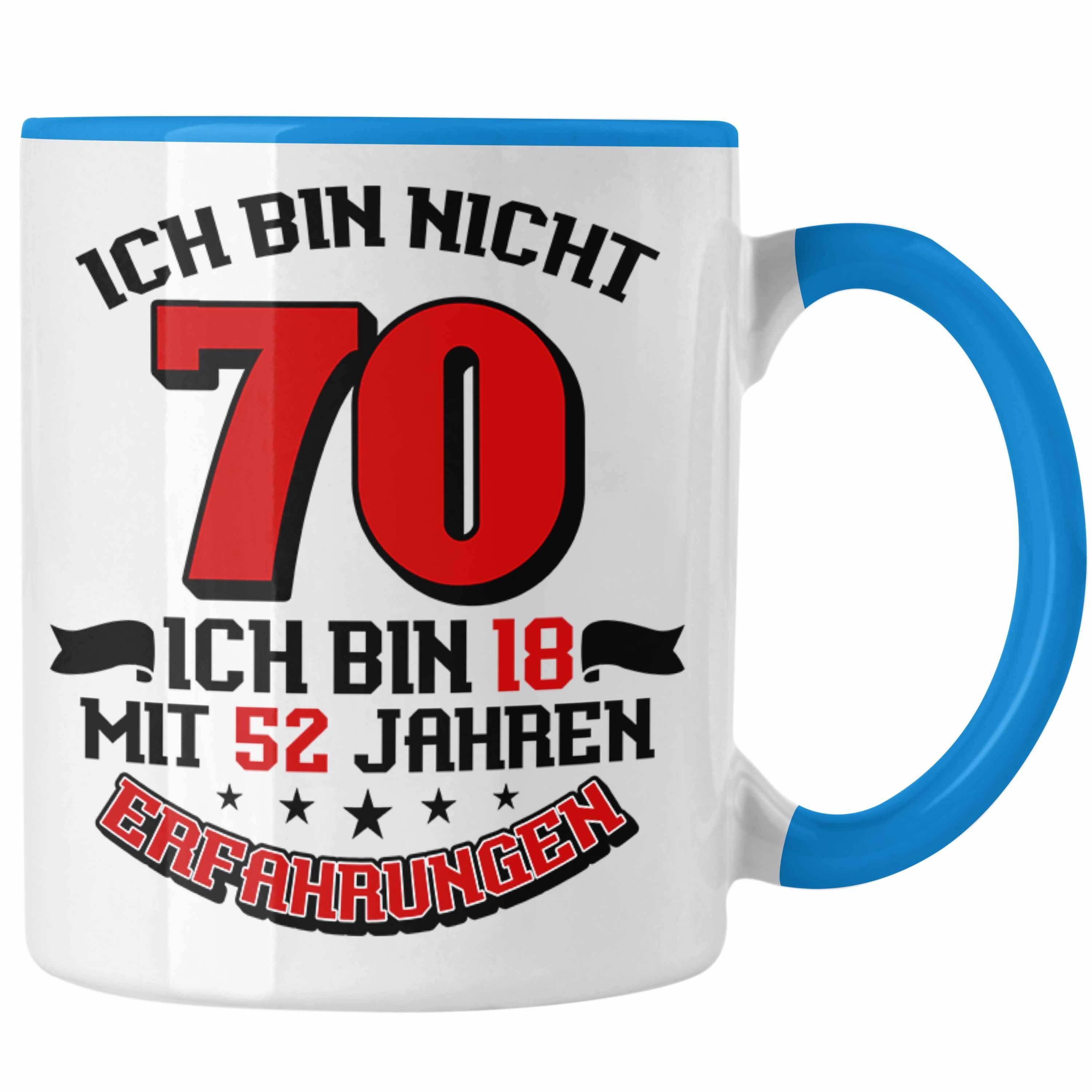 Trendation Tasse Tasse 70. Geburtstag Geschenkidee für Männer Frauen Spruch 70 Jahre 18 Blau