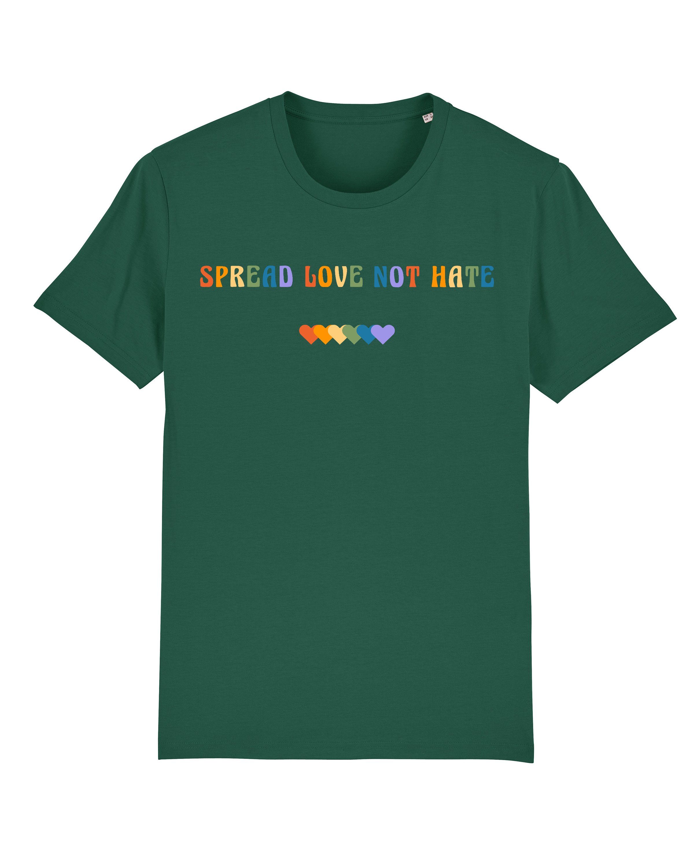 wat? Hate (1-tlg) Spread flaschengrün Print-Shirt not Apparel Love