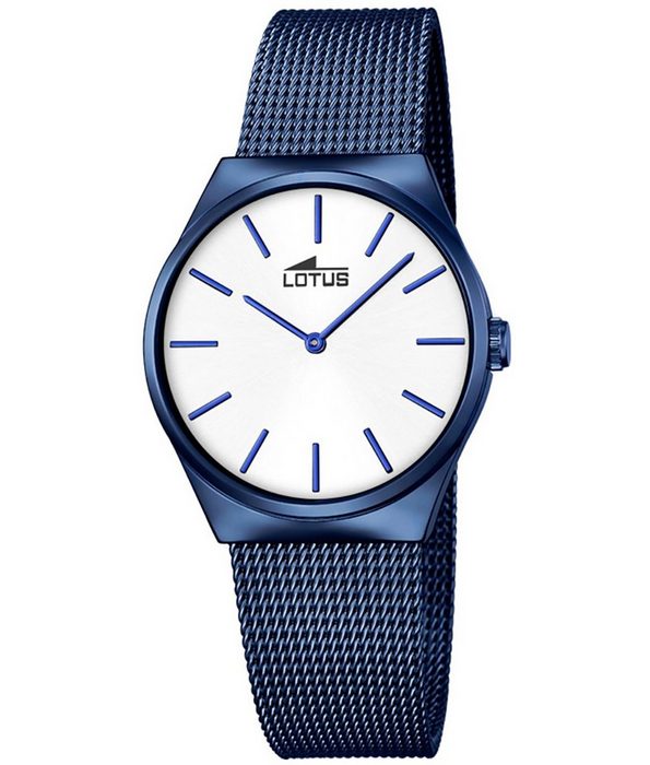 Lotus Quarzuhr Lotus Damen Uhr Elegant L18290/1 (Armbanduhr) Damen Armbanduhr tonneau rund Edelstahlarmband blau