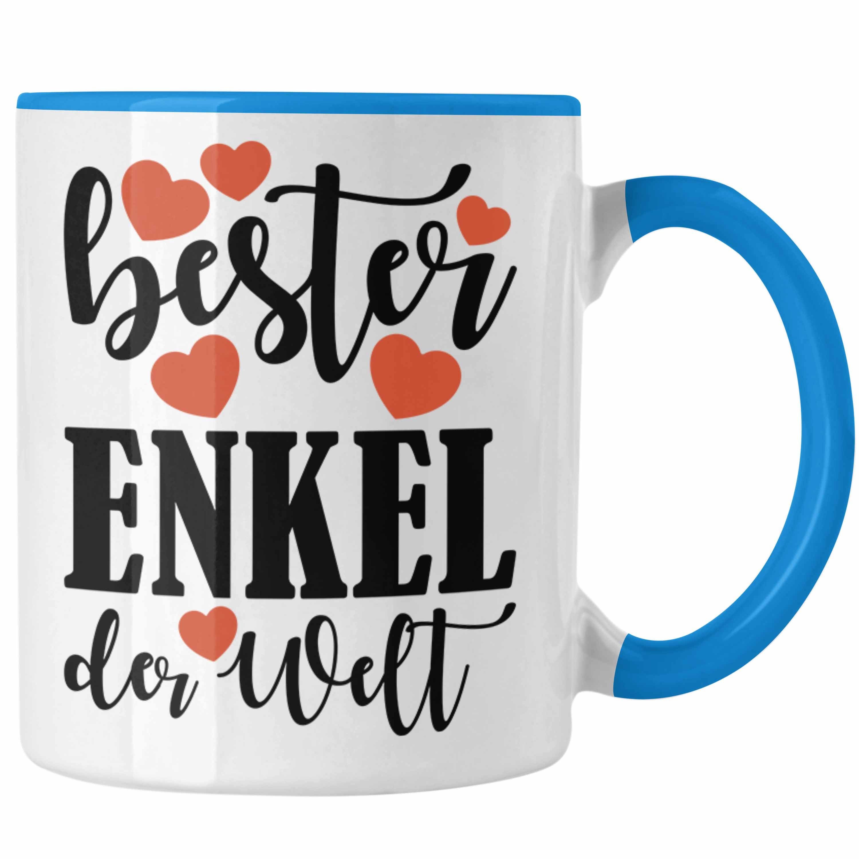 Trendation Tasse Trendation - Enkel Tasse Geschenk Oma Opa Enkel Geschenke Geschenkidee Kaffeetasse Kaffeebecher von Großeltern Bester Enkel Blau