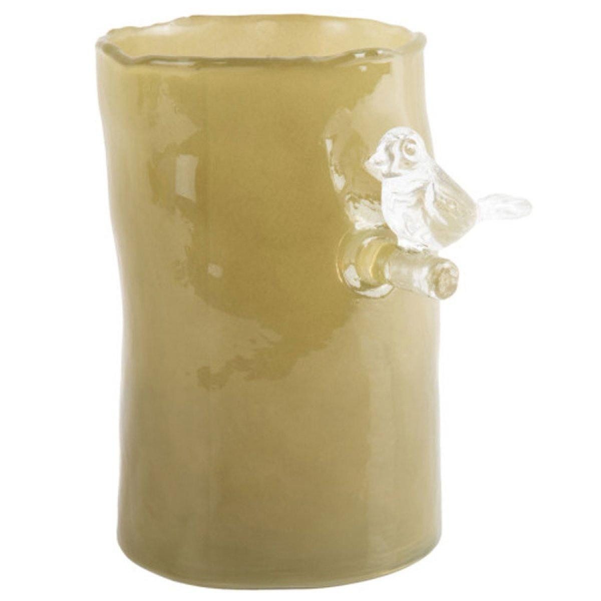 Present Time Dekovase Vase mit Vogel Bird on Branch Army Green (15cm)