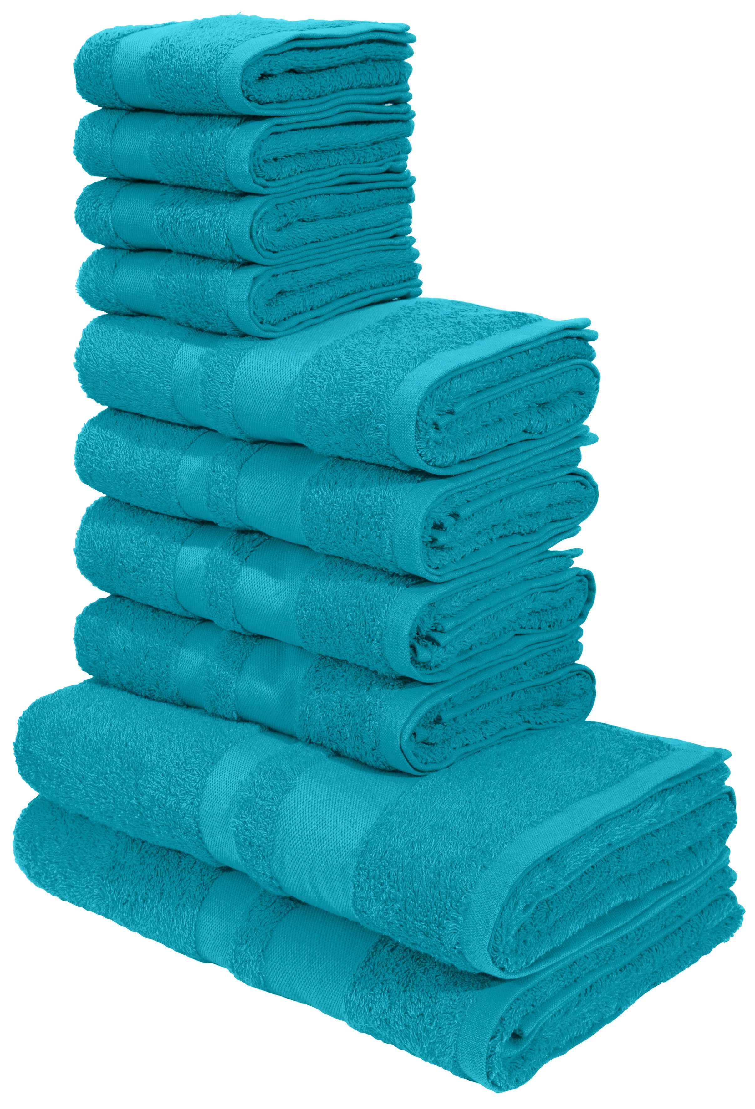 OTTO home Handtuch Set Vanessa, 10-tlg Handtuch-Set, weich, in Standard- und Premium-Qualität, Walkfrottee (Set, 10-St), 100% Baumwolle, Duschtücher, Handtücher, Gästetücher, mit Bordüre