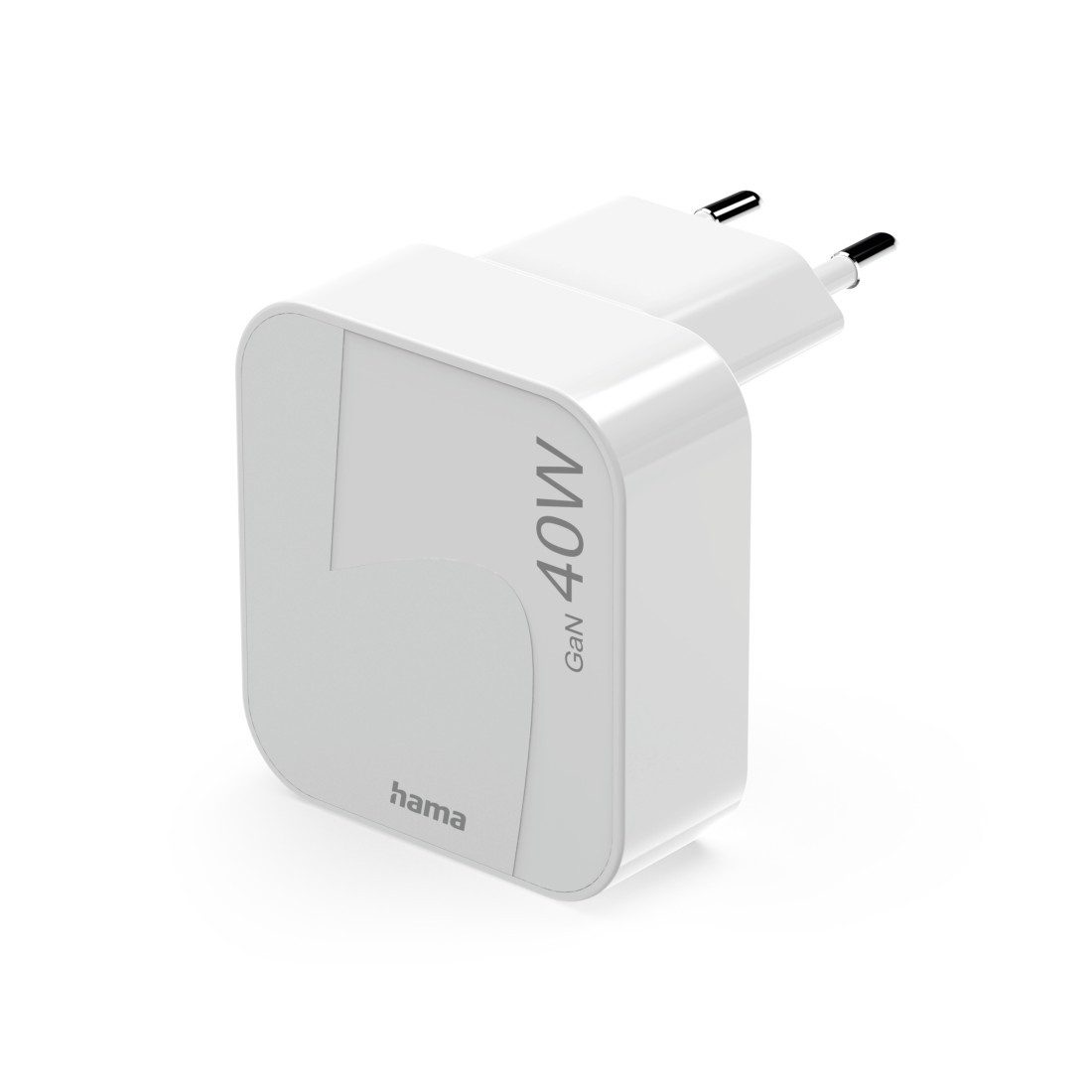 Hama faltbares Mini-Schnellladegerät, 40 Watt, GaN, 2xUSB-C, weiß Schnelllade-Gerät (2xUSB-C, Power Delivery, Fast Charge, GaN-Technologie, Eurostecker)