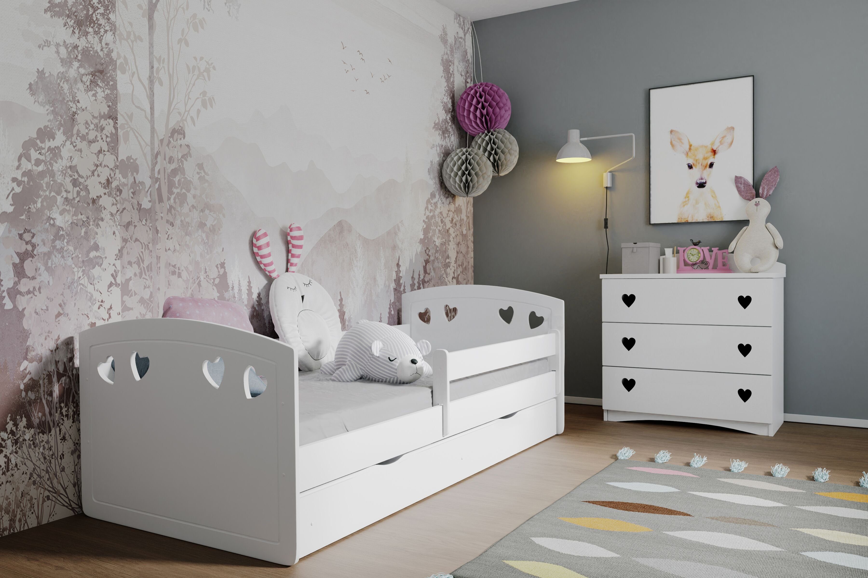 Babybett Kinderbett Jugendbett Matratze Lattenrost 80x160 Bett mit Bettkasten 