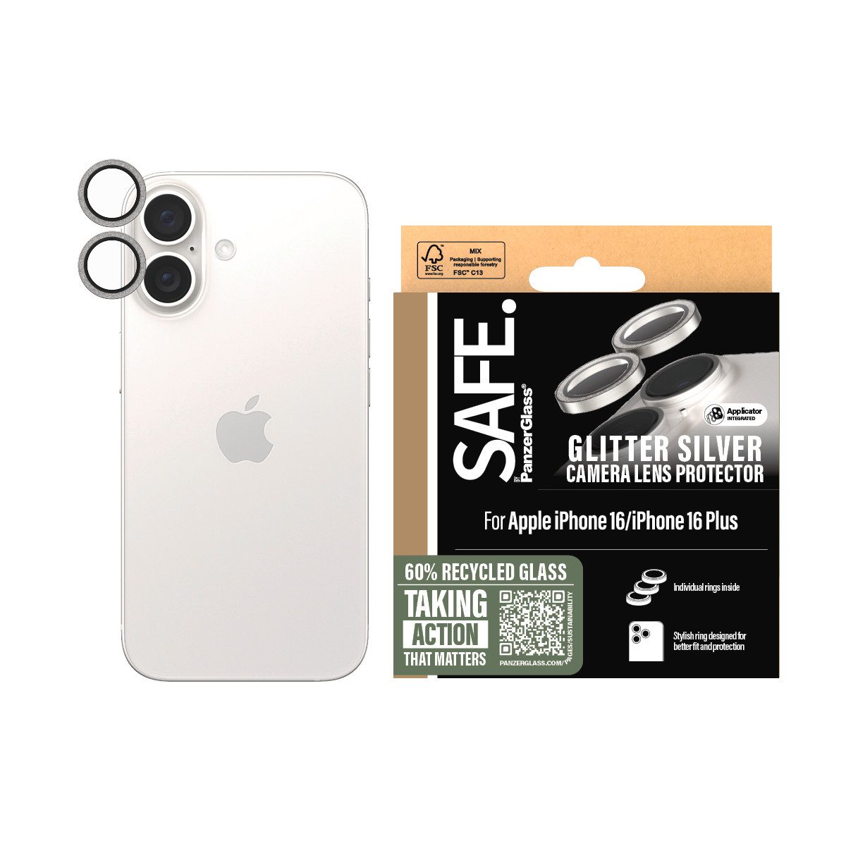 SAFE by PanzerGlass Kameraschutzglas Camera Lens Protection für Apple iPhone 16, Apple iPhone 16 Plus, Kameraschutz,…