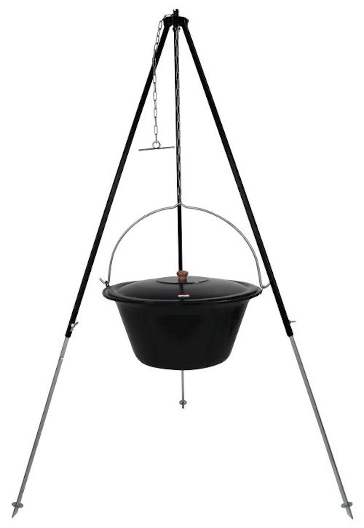 Grillplanet Schwenkgrill Gulaschkessel 30 Liter Dreibein 180 cm mit Deckel, Set