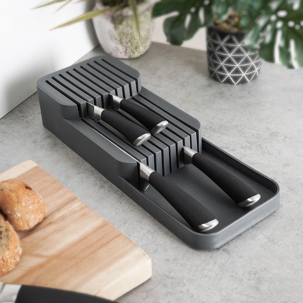 Vilde Organizer für Schublade mit zwei Ebenen aus Kunststoff, 39x14,5x7,5 cm, 18 Messerfächer, robust, platzsparend – Bild 2 von 5