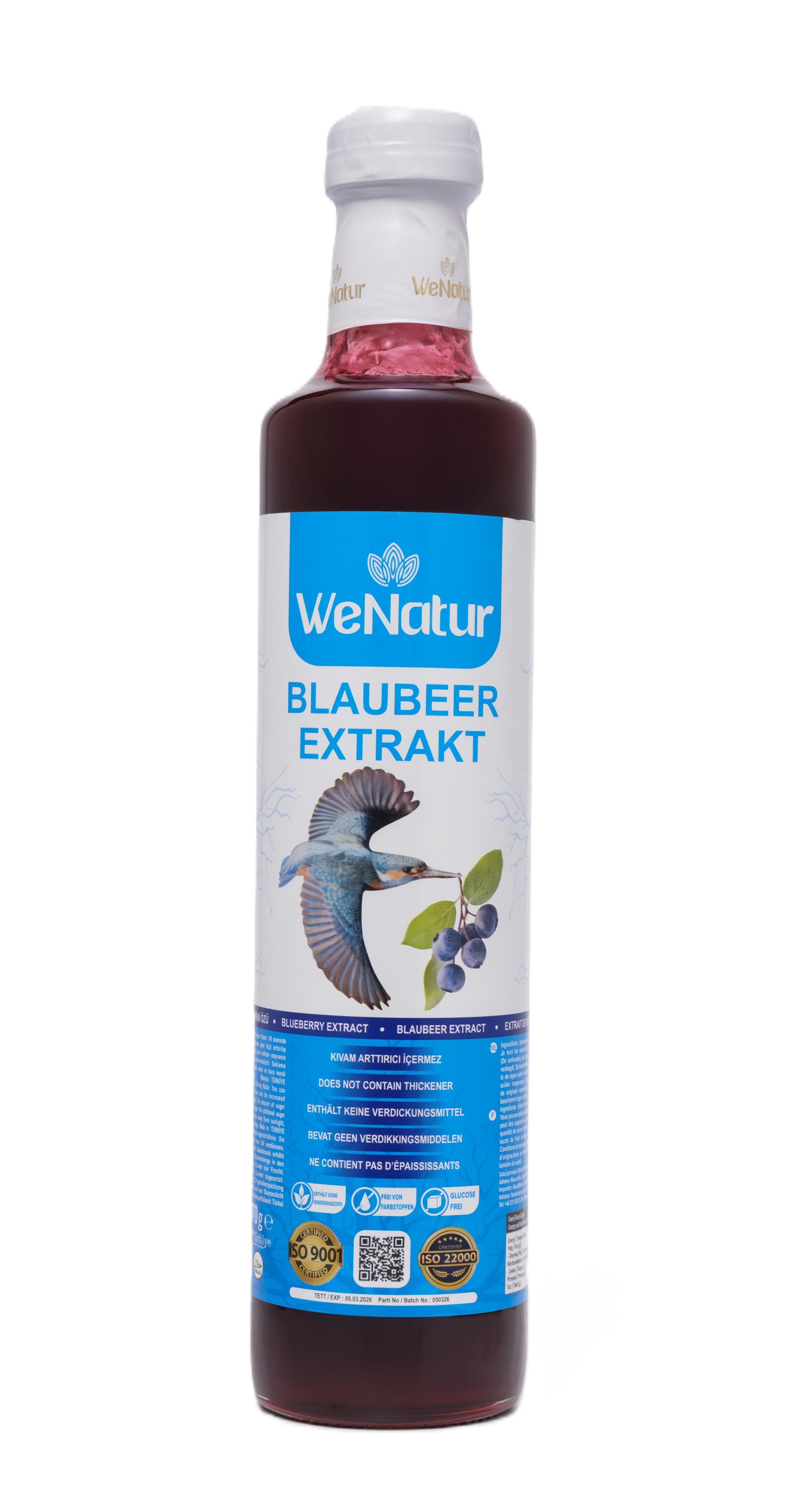 We_Natur BLUEBER EXTRACT-Doğal bitki özlü meyveli takviye 700gr Sirup, 700 g, Fruchtige Kraft aus der Natur,Mischverhältnis: 1+5