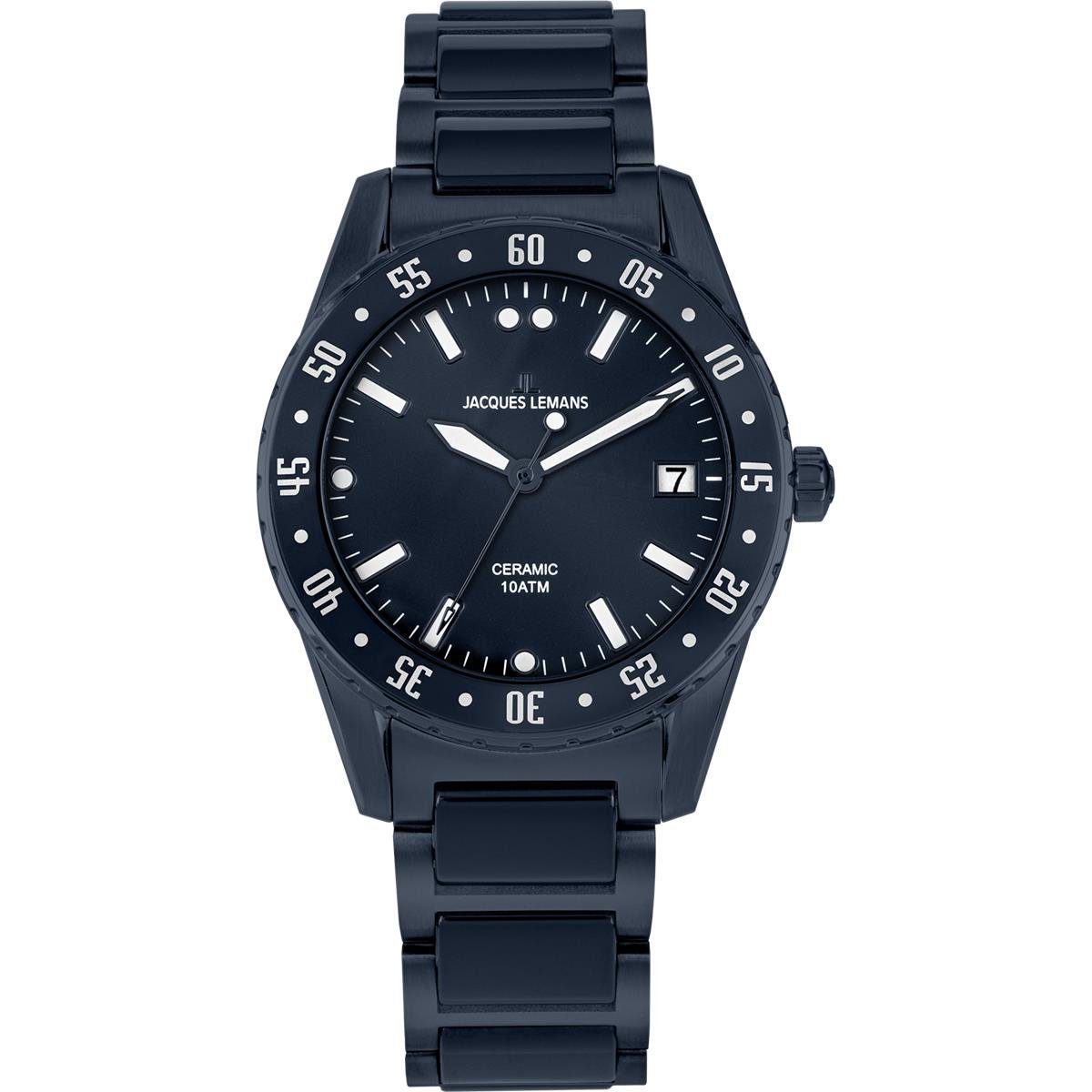 Quarzuhr Jacques Lemans Damen Uhr 42-12E Keramik, Edelstahl