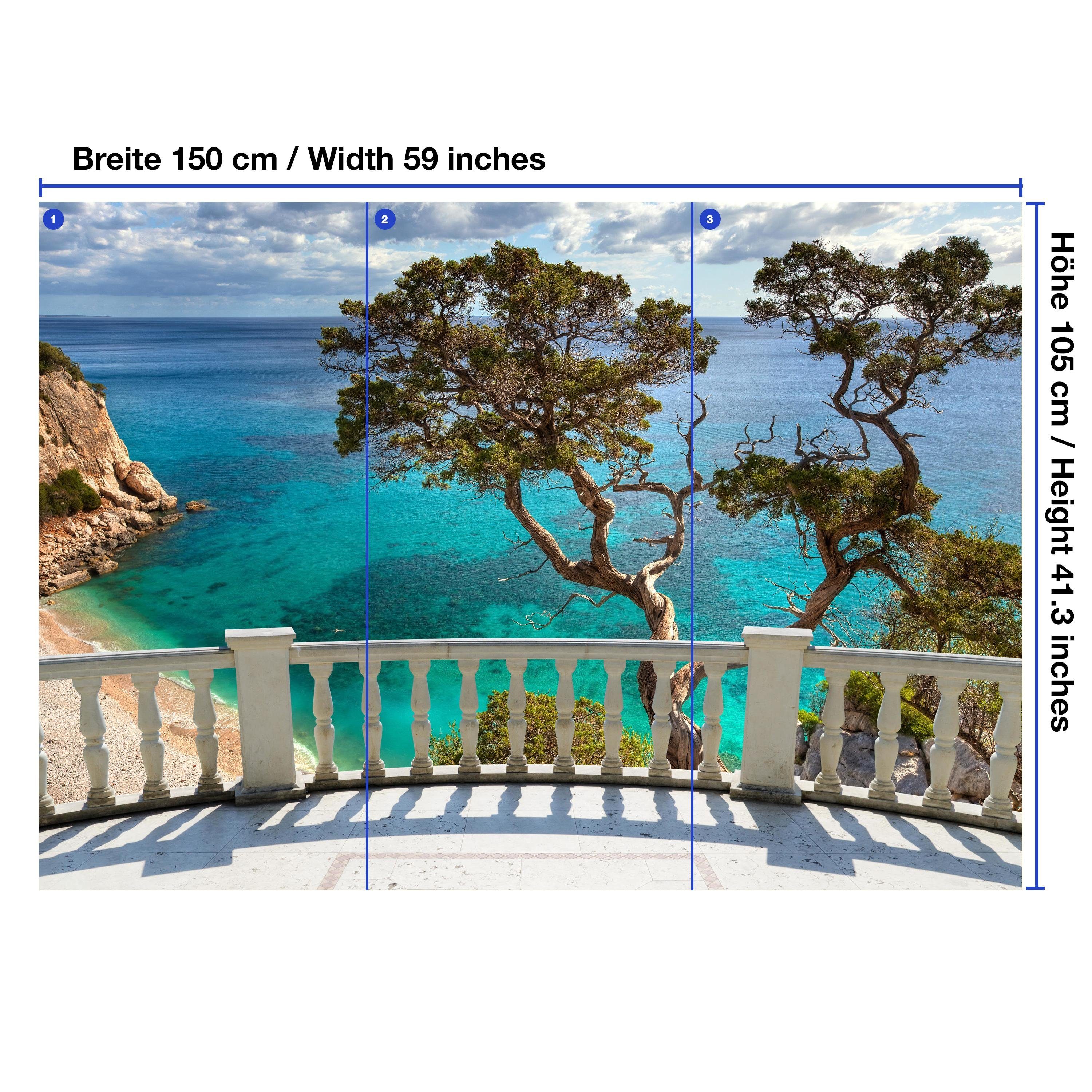 wandmotiv24 Fototapete Blick vom glatt, matt, Balkon Meer, auf Vliestapete das Wandtapete, Motivtapete