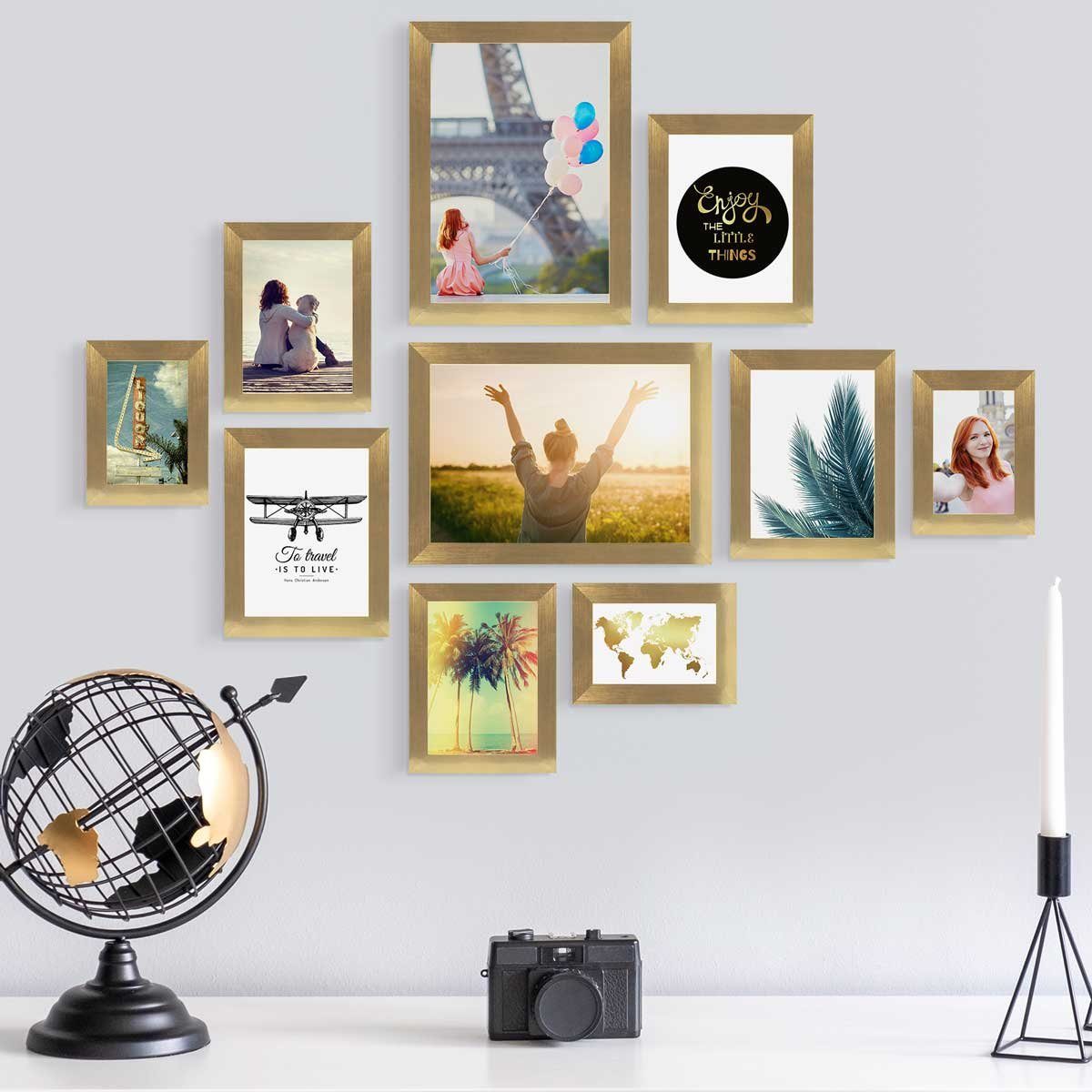 PHOTOLINI Bilderrahmen 10er Set breite Rahmen in verschiedenen Formaten für Einzelbilder, für 10 Bilder (10er Set), MDF Holz, Acrylglas & Zubehör, Formate 10x15 – Bild 2 von 5