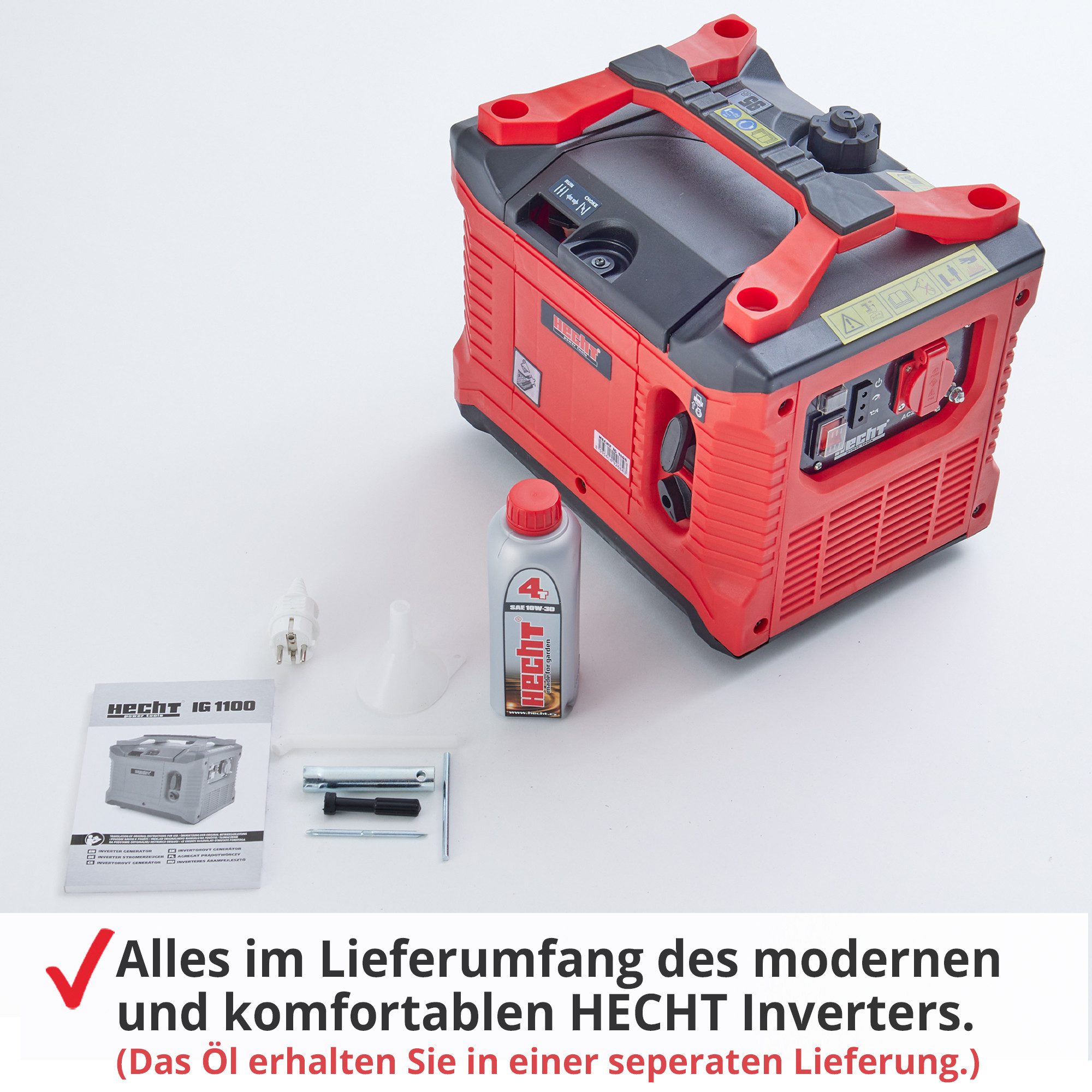 Hecht Inverter Petrol Generator IG 1100, 1.02 kW, 4.5 liters, 1000W, 53.3 cm³