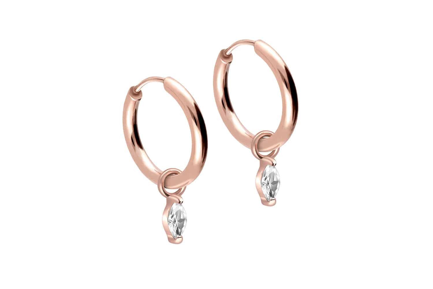 FILANGO Paar Creolen Chirurgenstahl Ohrclicker Creolen EINGEFASSTER OVALER KRISTALL (Creolen, 1-tlg)