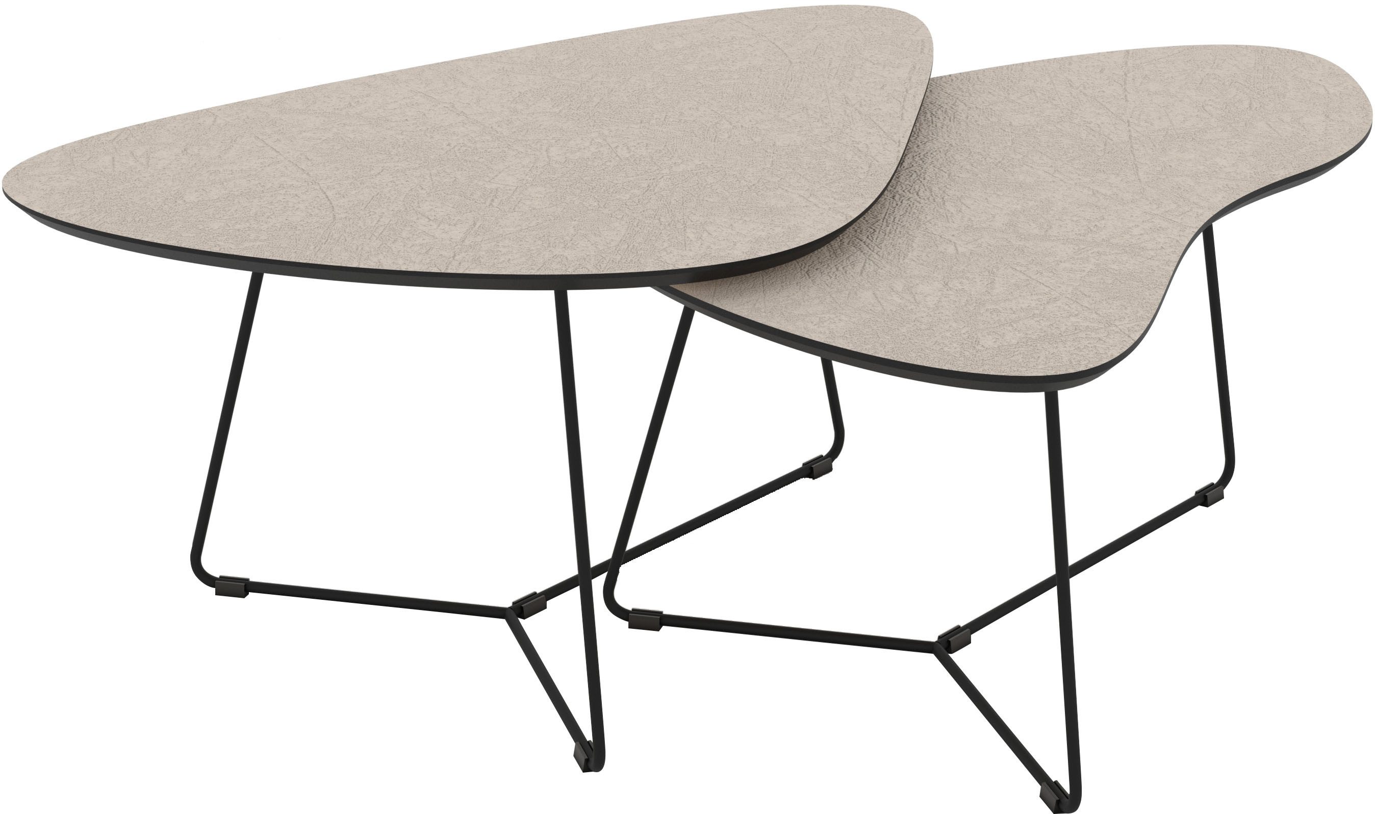 HELA Couchtisch PISA (Set, 2-St), 2er Set, Platten in Nierenform, gefräst, Schweizer Kante