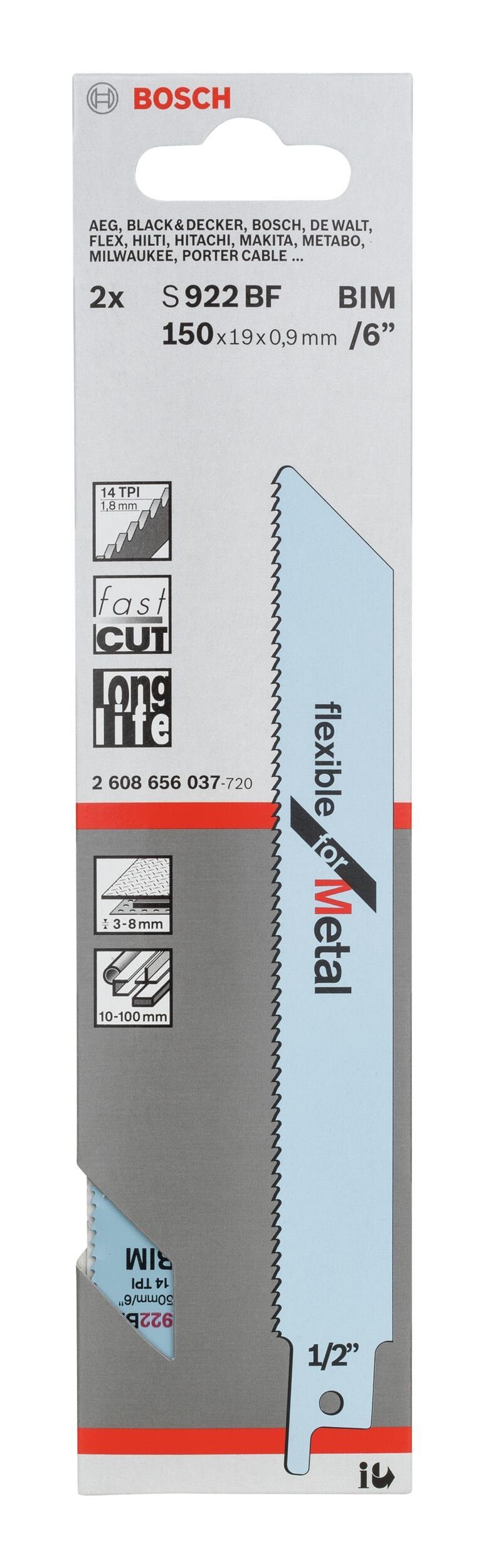 Thumbnail - BOSCH Säbelsägeblatt (2 Stück), S 922 BF Flexible for Metal - 2er-Pack