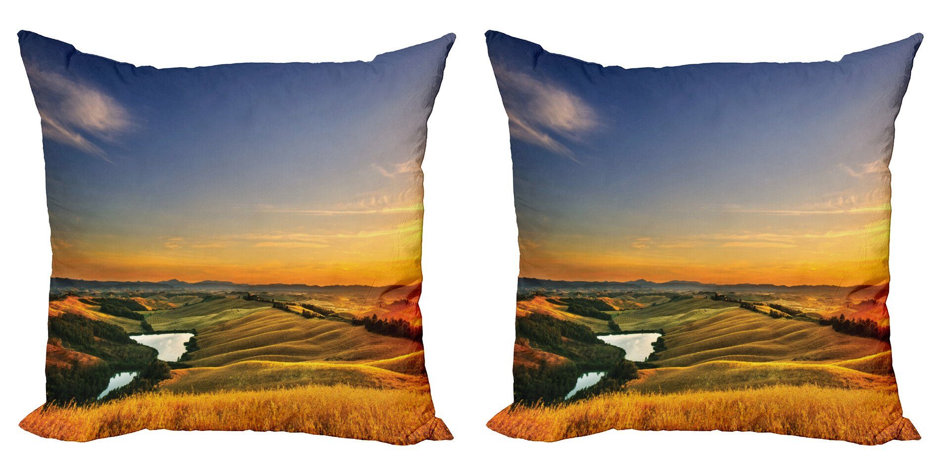 Kissenbezüge Modern Accent Doppelseitiger Digitaldruck, Abakuhaus (2 Stück), Landschaft Mittelmeer-Tal