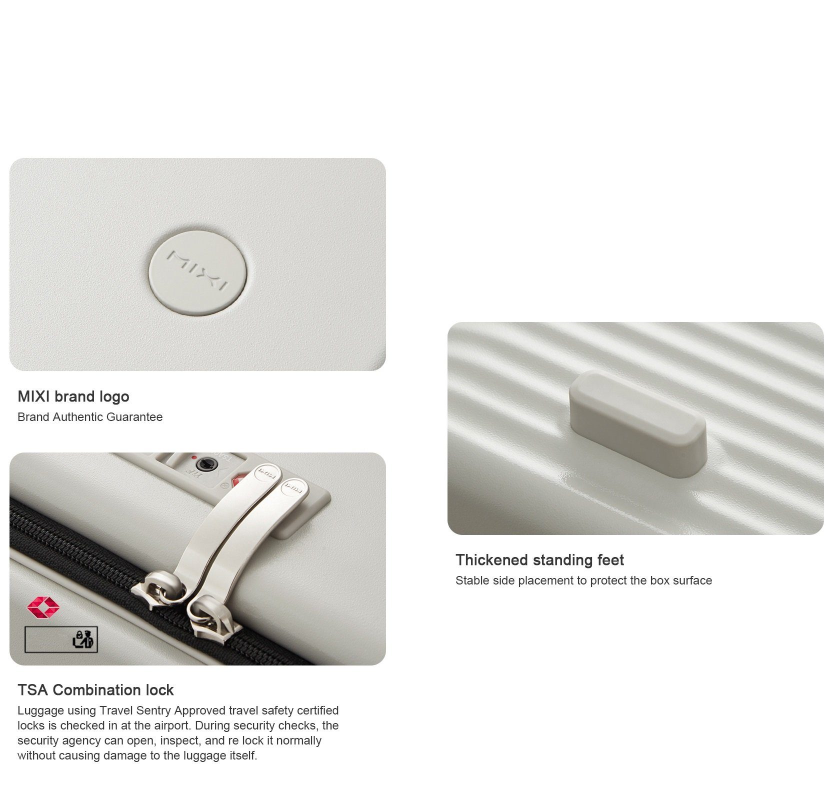 Hanke Hartschalen-Trolley Handgepäckkoffer USB, Getränkehalter, Polycarbonat, weiss TSA