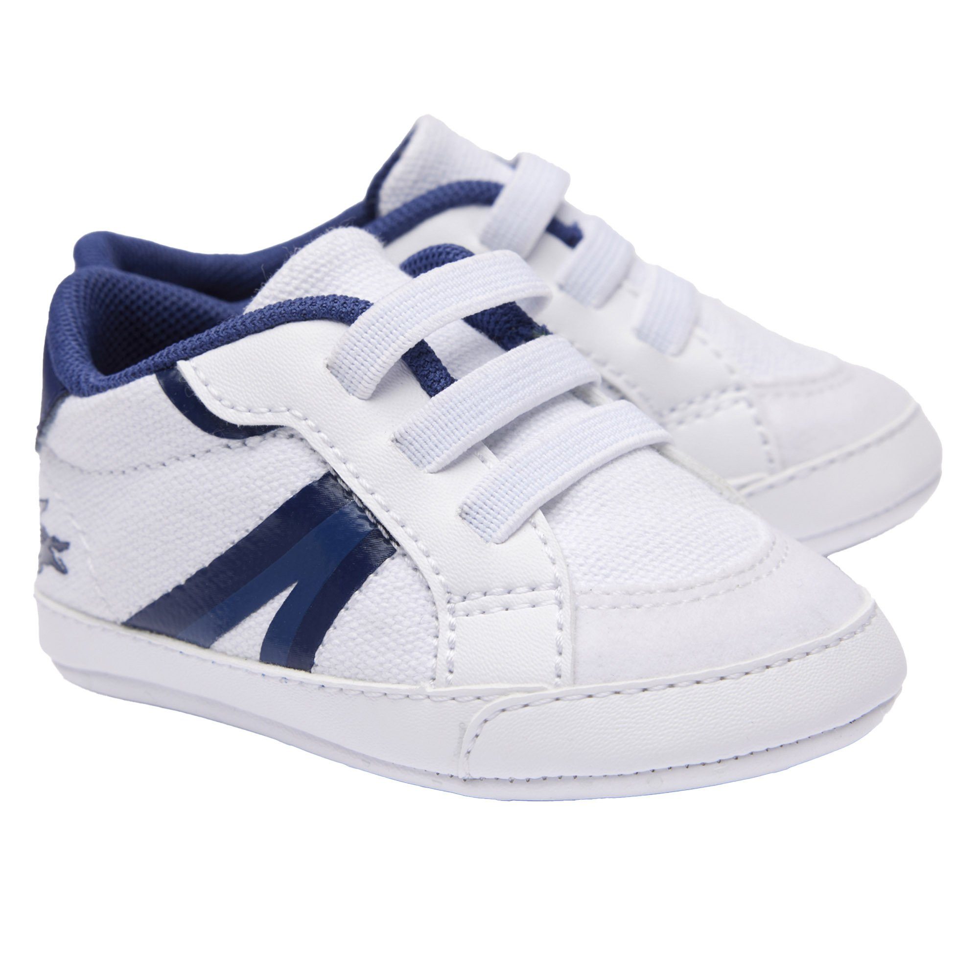 Lacoste Baby Schuhe - L004 Cub, Krabbelschuhe, Sneaker, Krabbelschuh Weiß/Blau