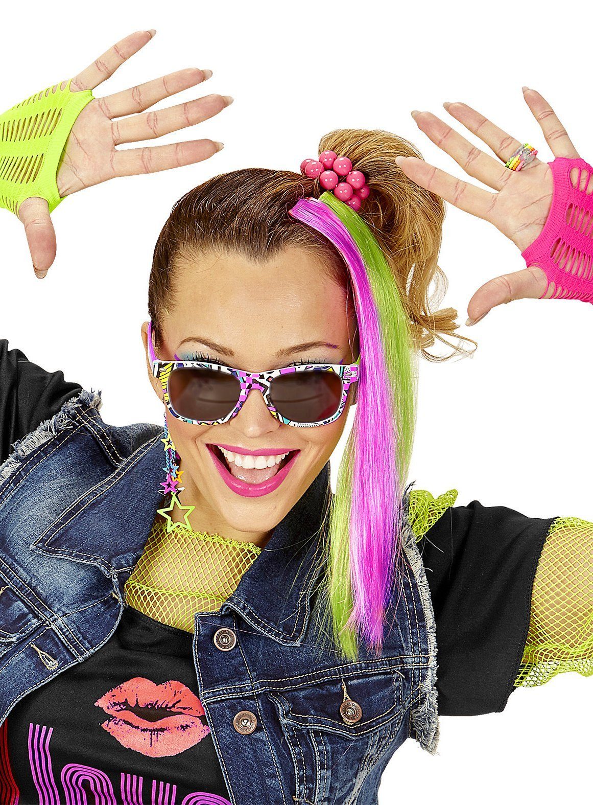 Widdmann Kostüm 80er Neon Accessoire-Set, Girls just wanna have neon fun!