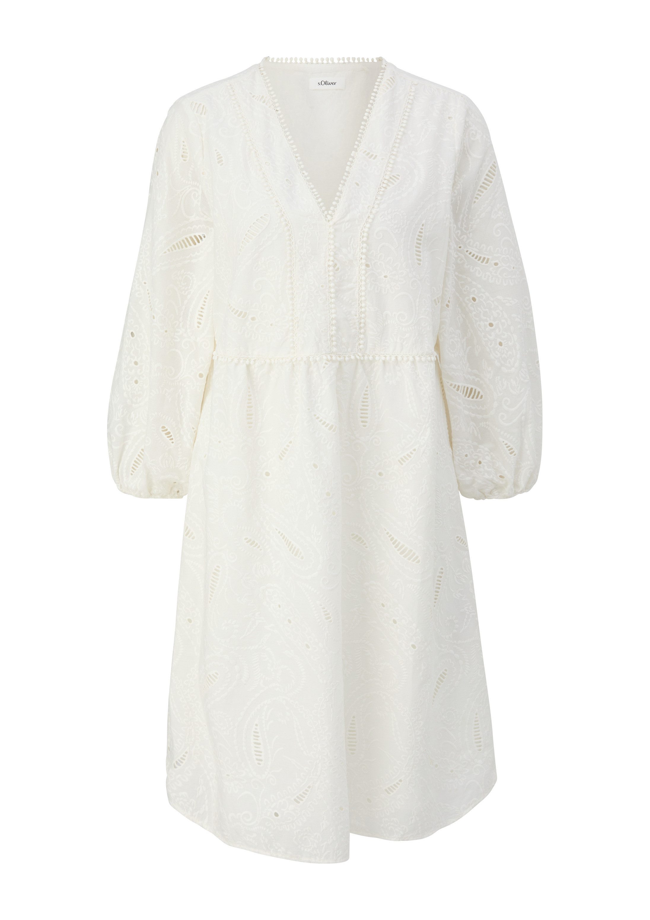 s.Oliver Minikleid Kleid Baumwoll-Kleid mit Lochstickerei