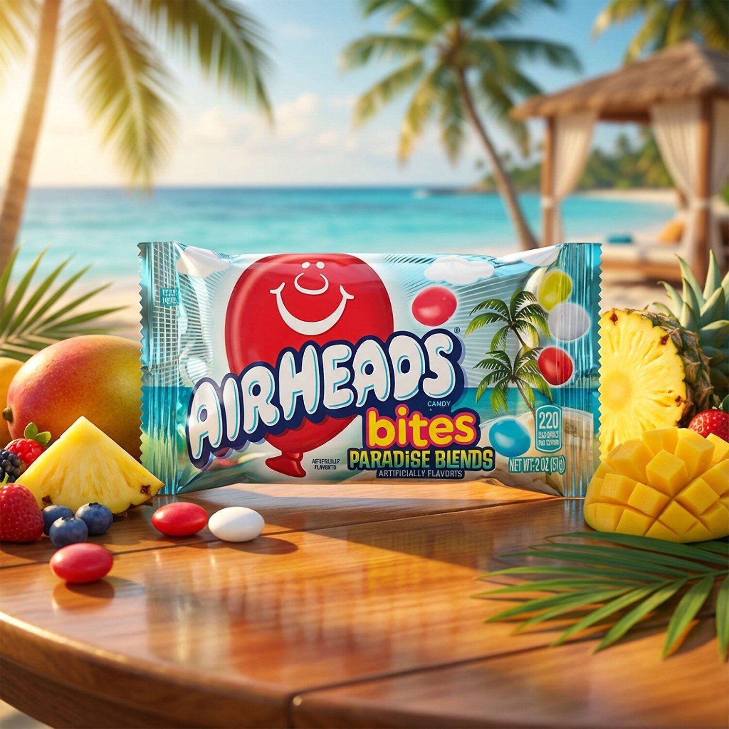 Airheads Süßigkeit, 1 x 57 g, Bites Paradise Blends – Tropen-Kaubonbons