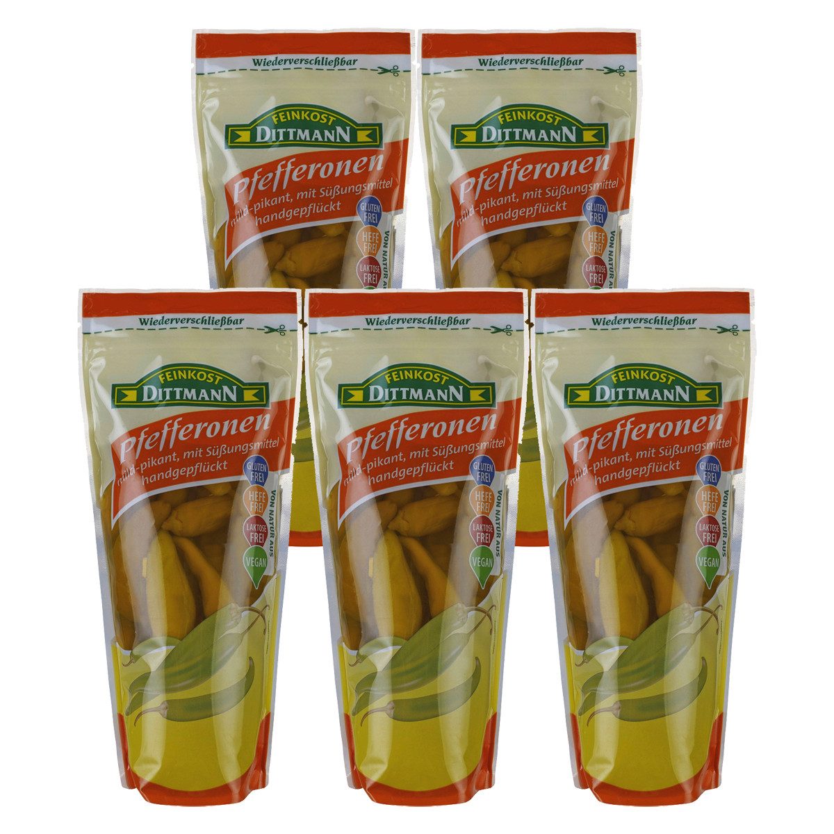 Feinkost Dittmann Gemüsekonserve, Feinkost Dittmann Pfefferonen mild, 5er Pack (5 x 500g)