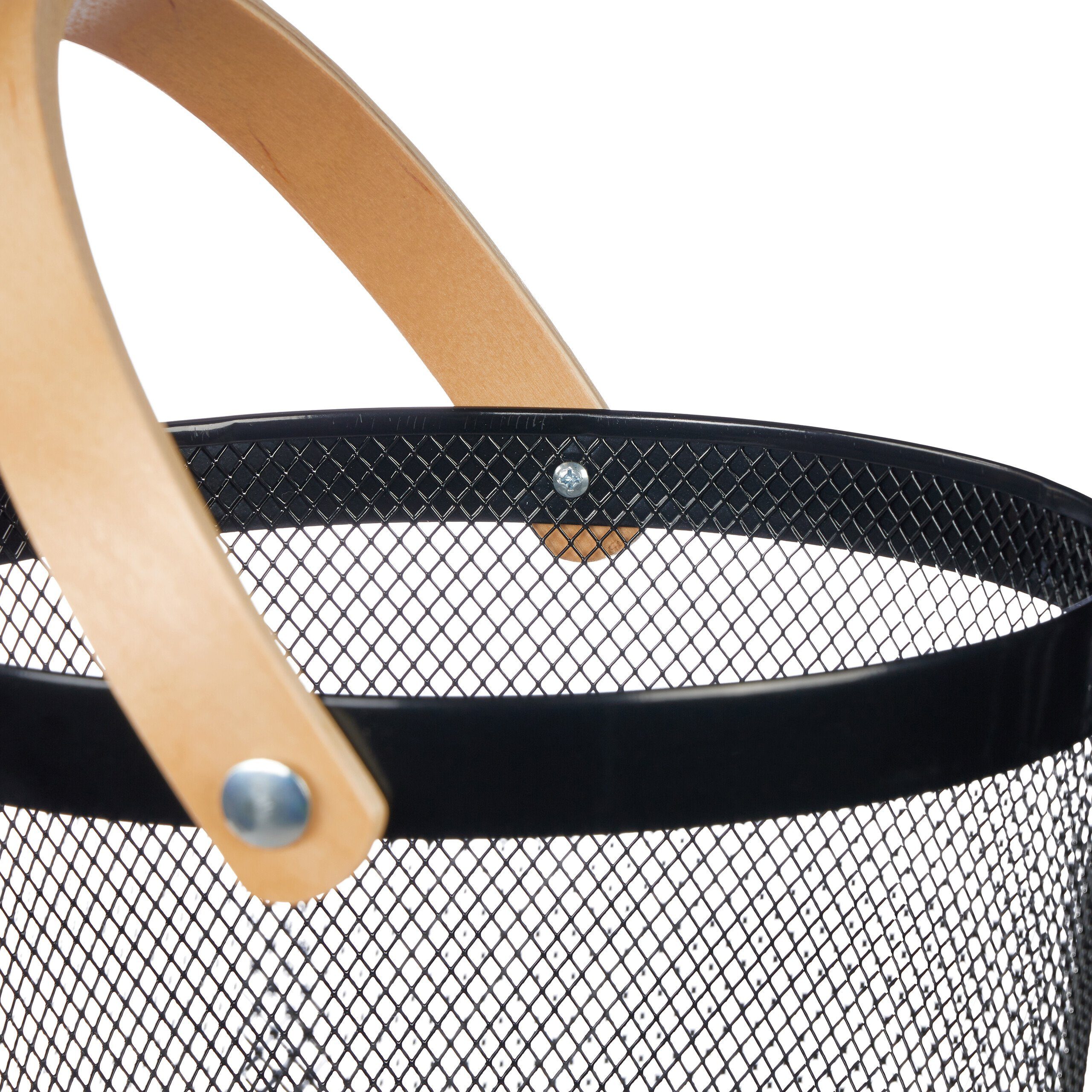 relaxdays Aufbewahrungskorb Runder Drahtkorb mit Henkel, schwarz