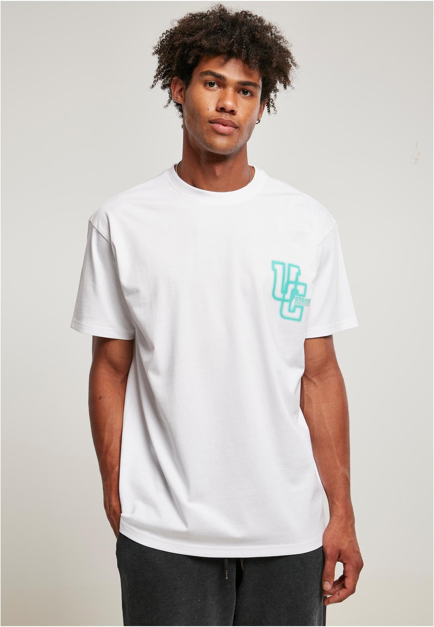 URBAN CLASSICS Kurzarmshirt Herren Glow Logo Tee (1-tlg) white