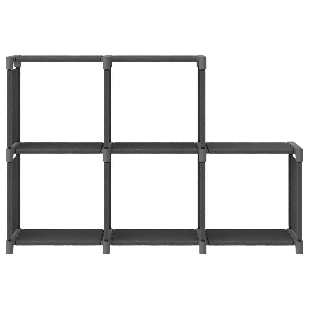 vidaXL Bücherregal Würfel-Regal 5 Fächer Grau 103x30x72,5 cm Stoff, 1-tlg.