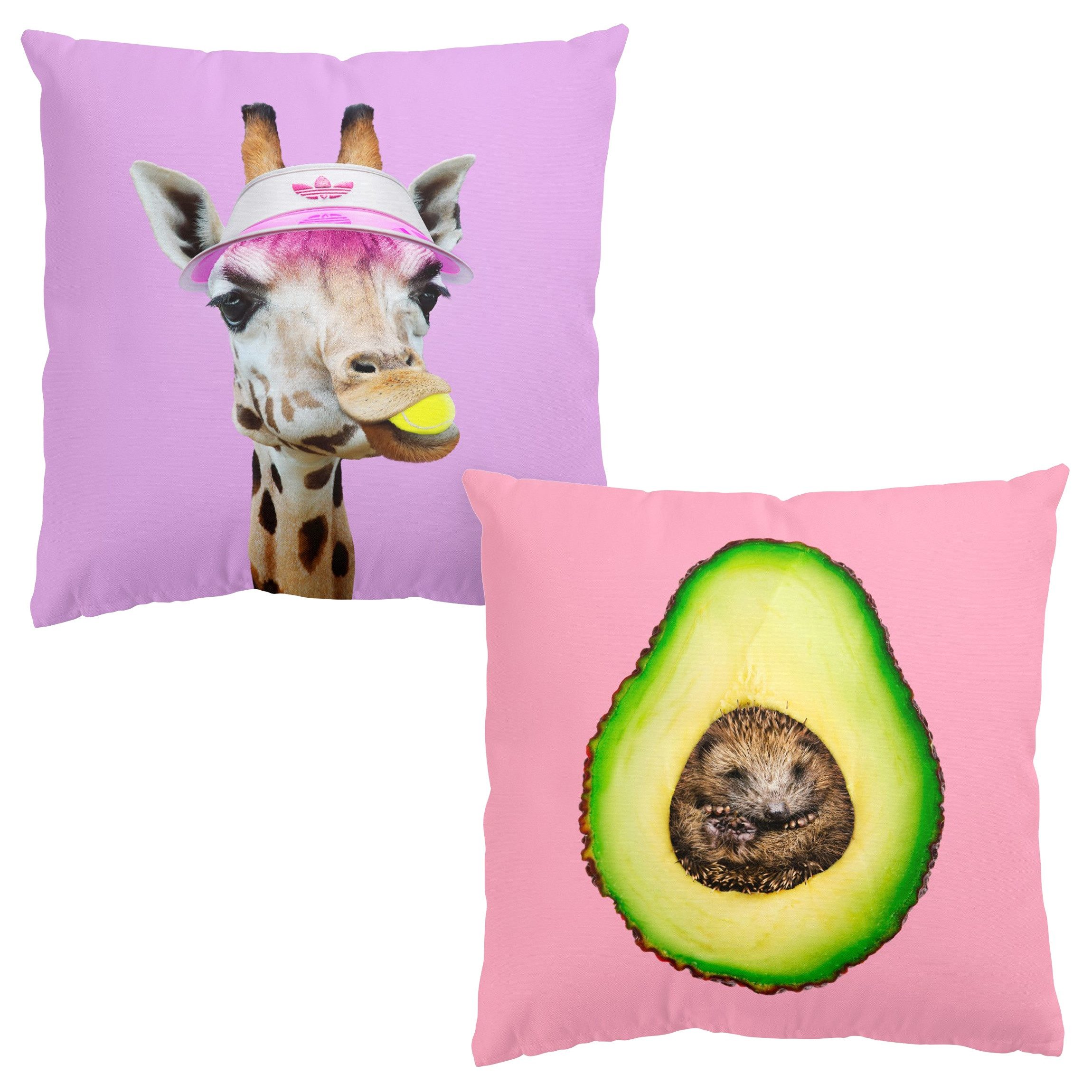 Bilderdepot24 Dekokissen 2-teilig drinnen / draußen Kissenhülle bunt Tiere Motiv, Bezug mit / ohne Füllung Zierkissen Outdoor Sofa Bett