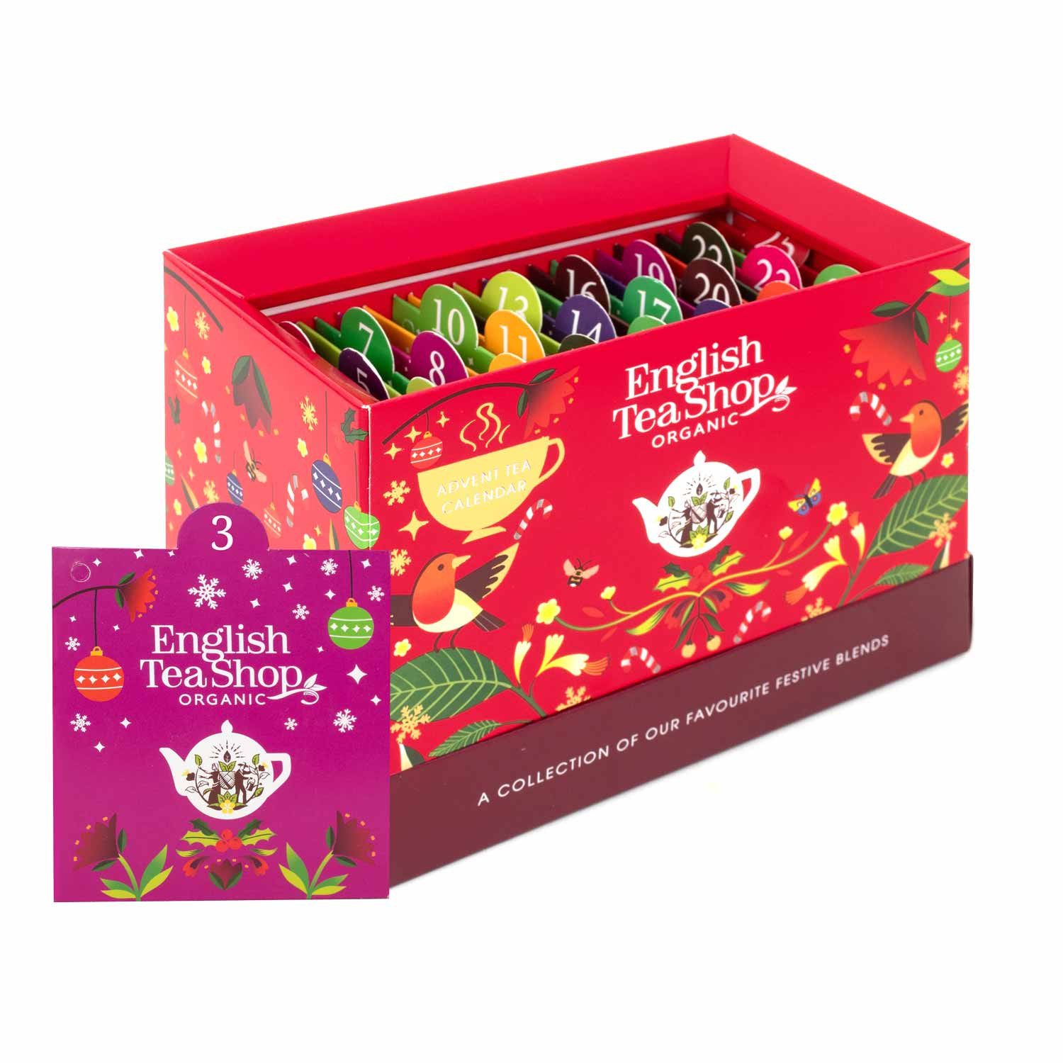 English Tea Shop Tee Adventskalender "Christmas Countdown" rot, BIO, 25 Teebeutel, Verschiedene Geschmacksrichtungen. Ideal zum Durchprobieren.