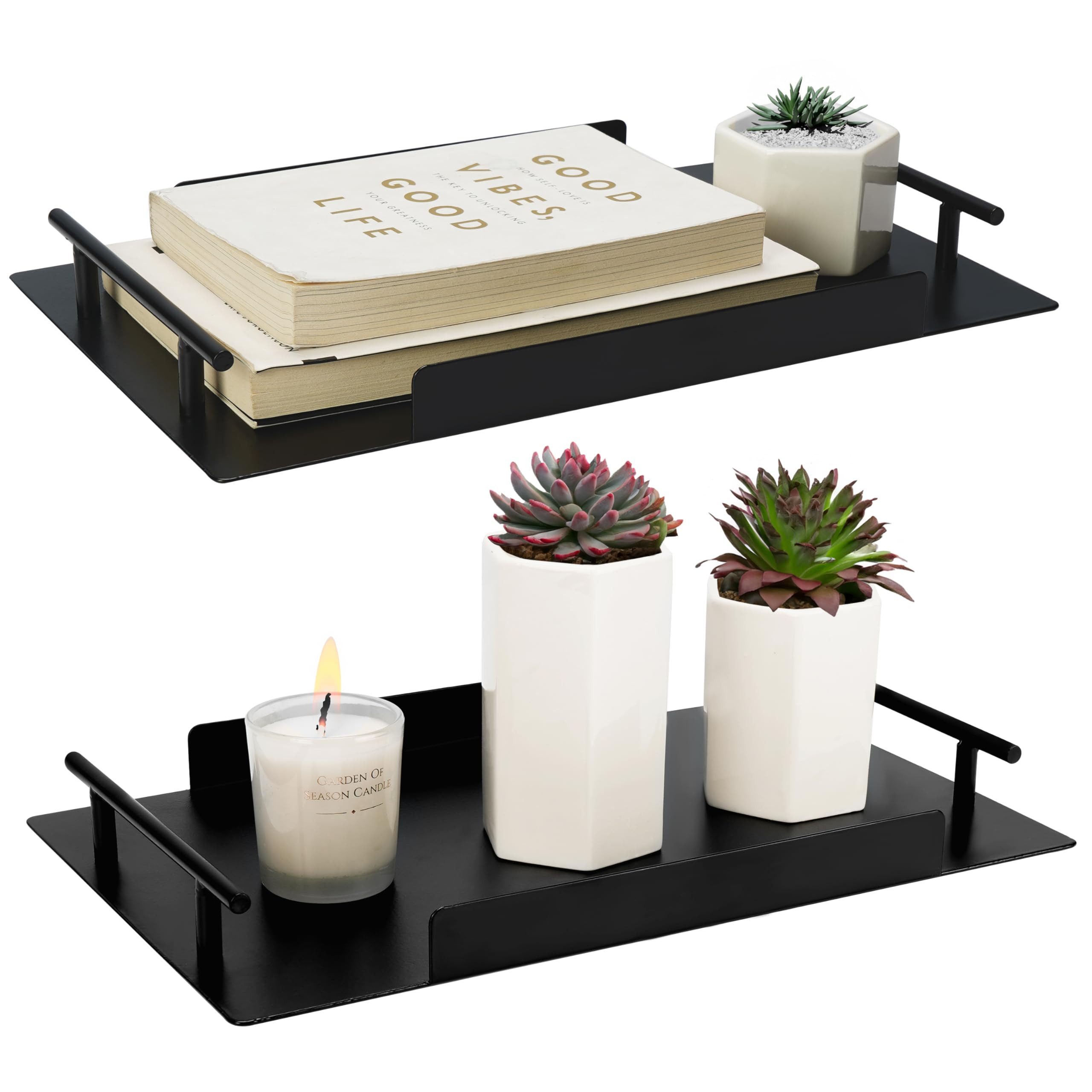 Organizer BELLE VOUS 2er Pack Bad Organizer Tablett - 20x33cm Dekotablett Tray -