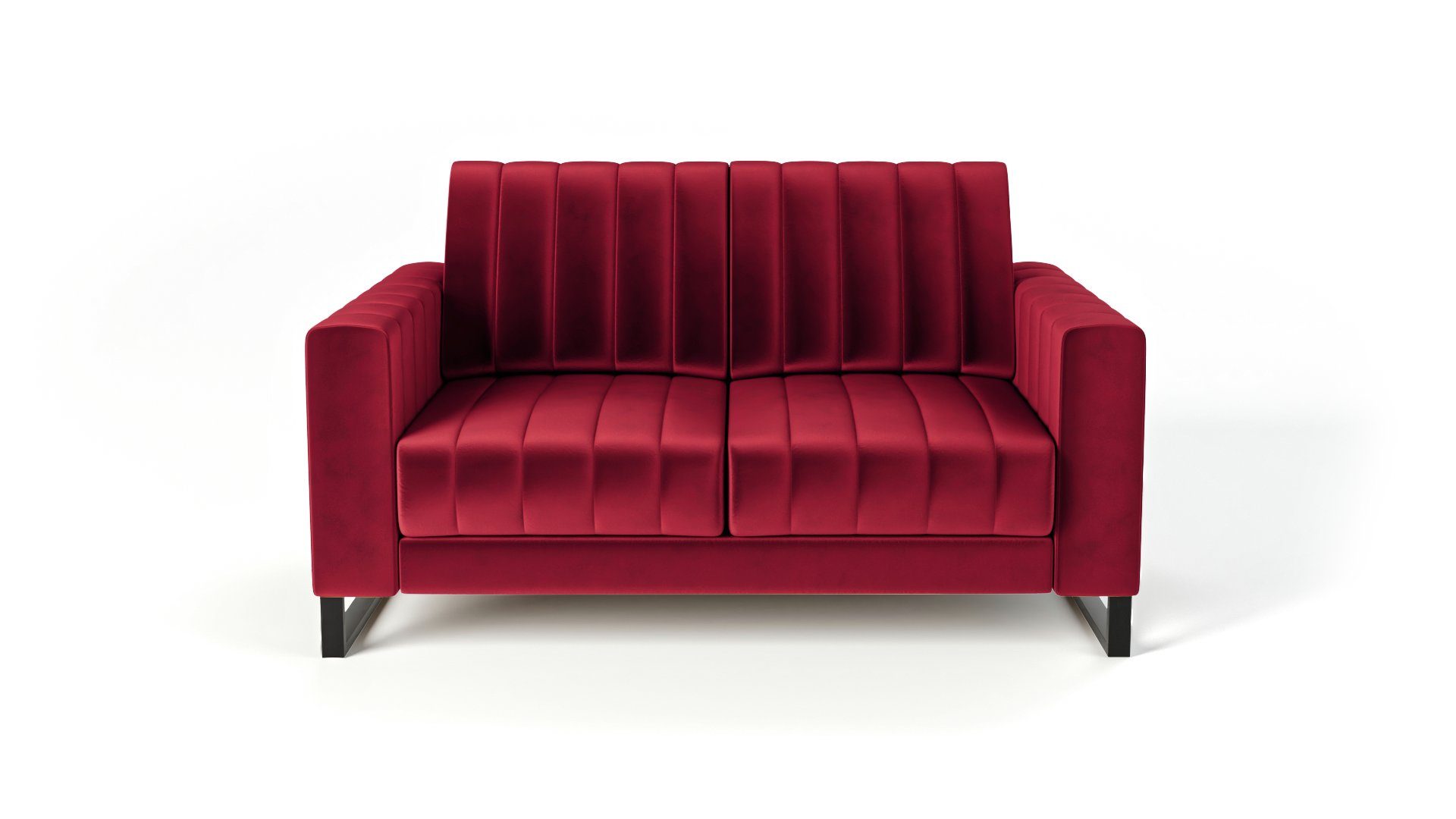 Beinen - Siblo schwarzen Zweisitziges 2-Sitzer Mono auf 2 Elegantes Zweisitzer-Sofa Rot Sofa