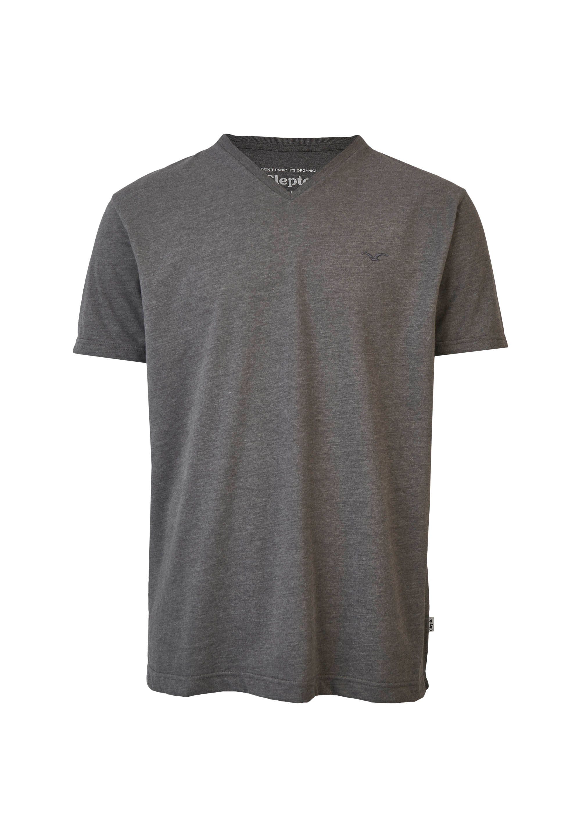 Regular T-Shirt grau-meliert Ligull lockerem Schnitt mit Cleptomanicx V