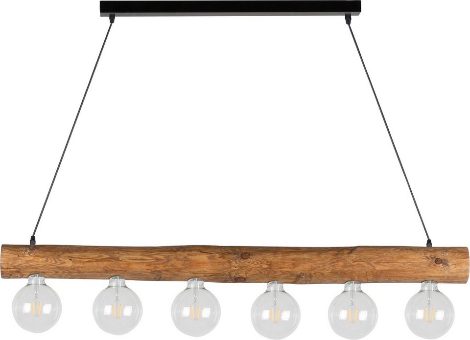 SPOT Light Pendelleuchte TRABO SIMPLE, Leuchtmittel wechselbar,  Hängeleuchte, Holzbalken aus massivem Kiefernholz Ø 8-12 cm, Kabel kürzbar