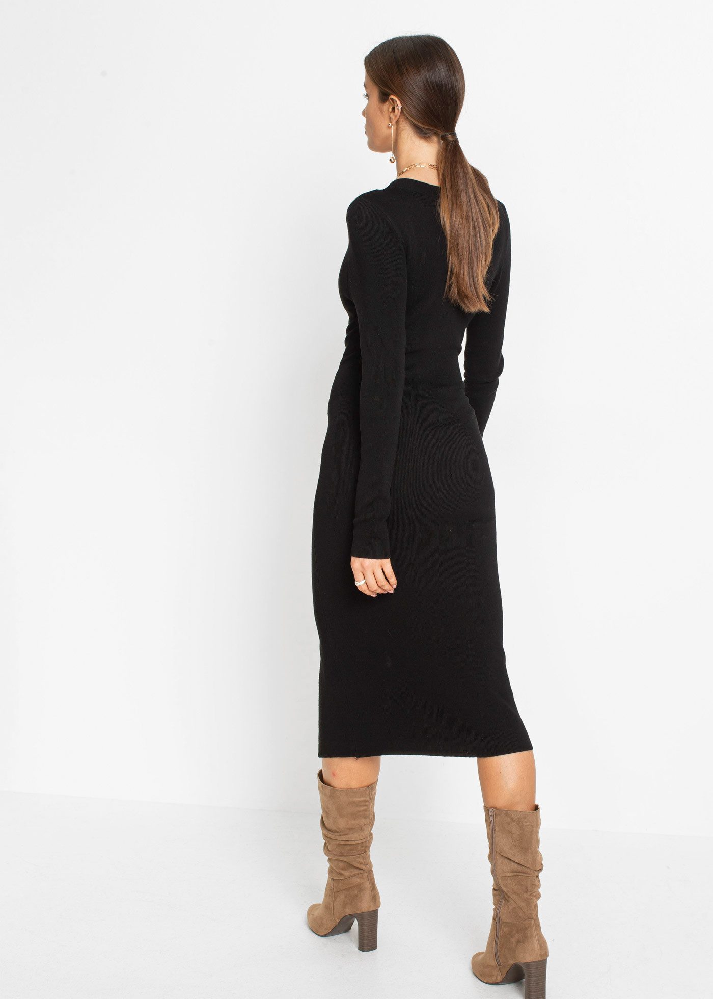 bonprix Strickkleid für eleganten Look, aus Viskose-Mix, figurbetonte Passform