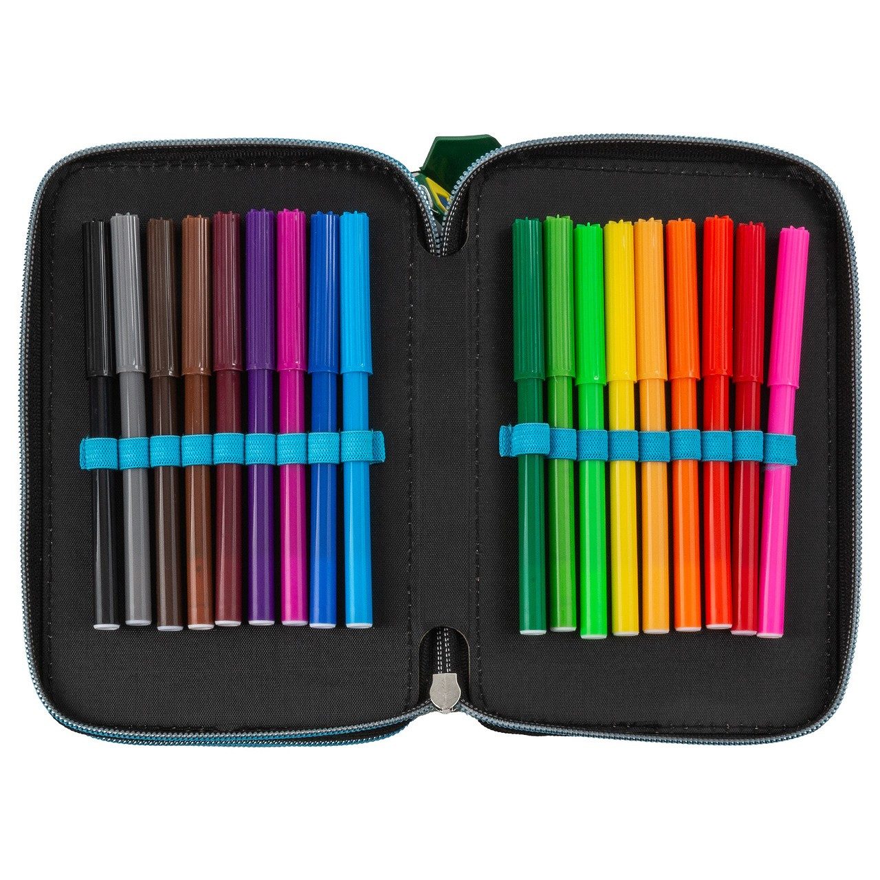 DERFORM Federtasche Fussball 3 Fach Federtasche gefüllt Federmäppchen Federmappe, (43-tlg)