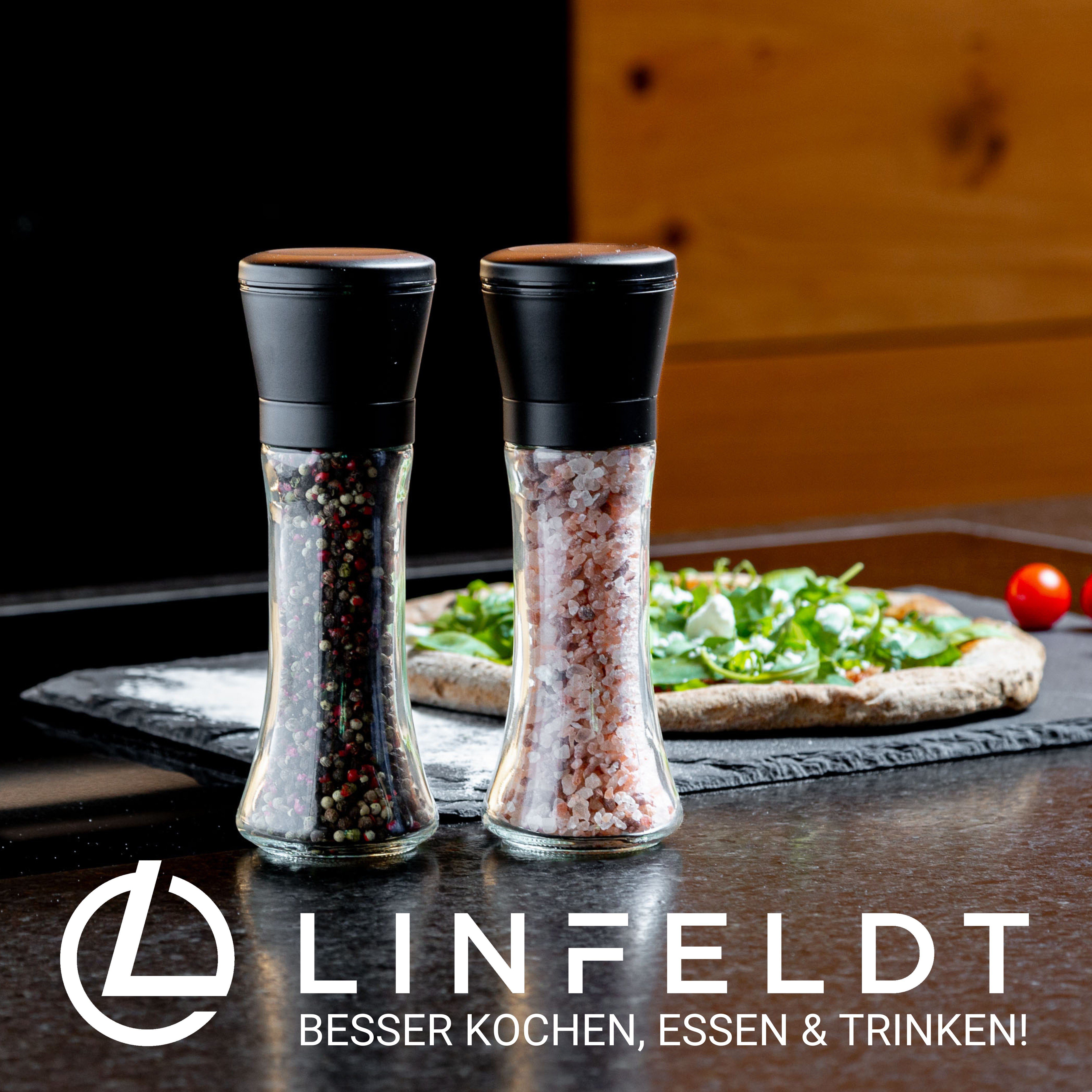 & mit Manuell & Keramikmahlwerk Edelstahl Fein LINFELDT - Verstellbar Salz-/Pfeffermühle Grob